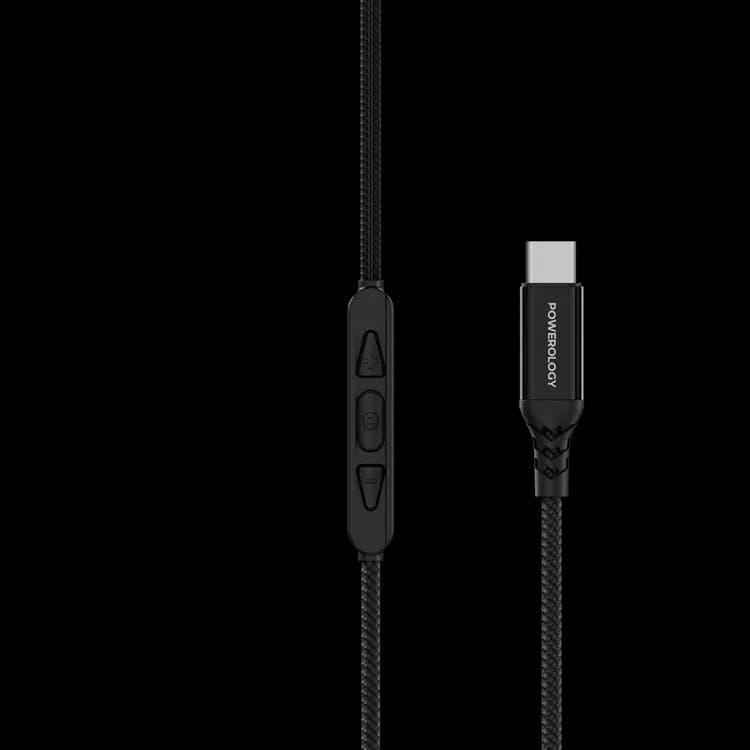 Powerology Earhook Earphones - USB-C Wired, Black 4
