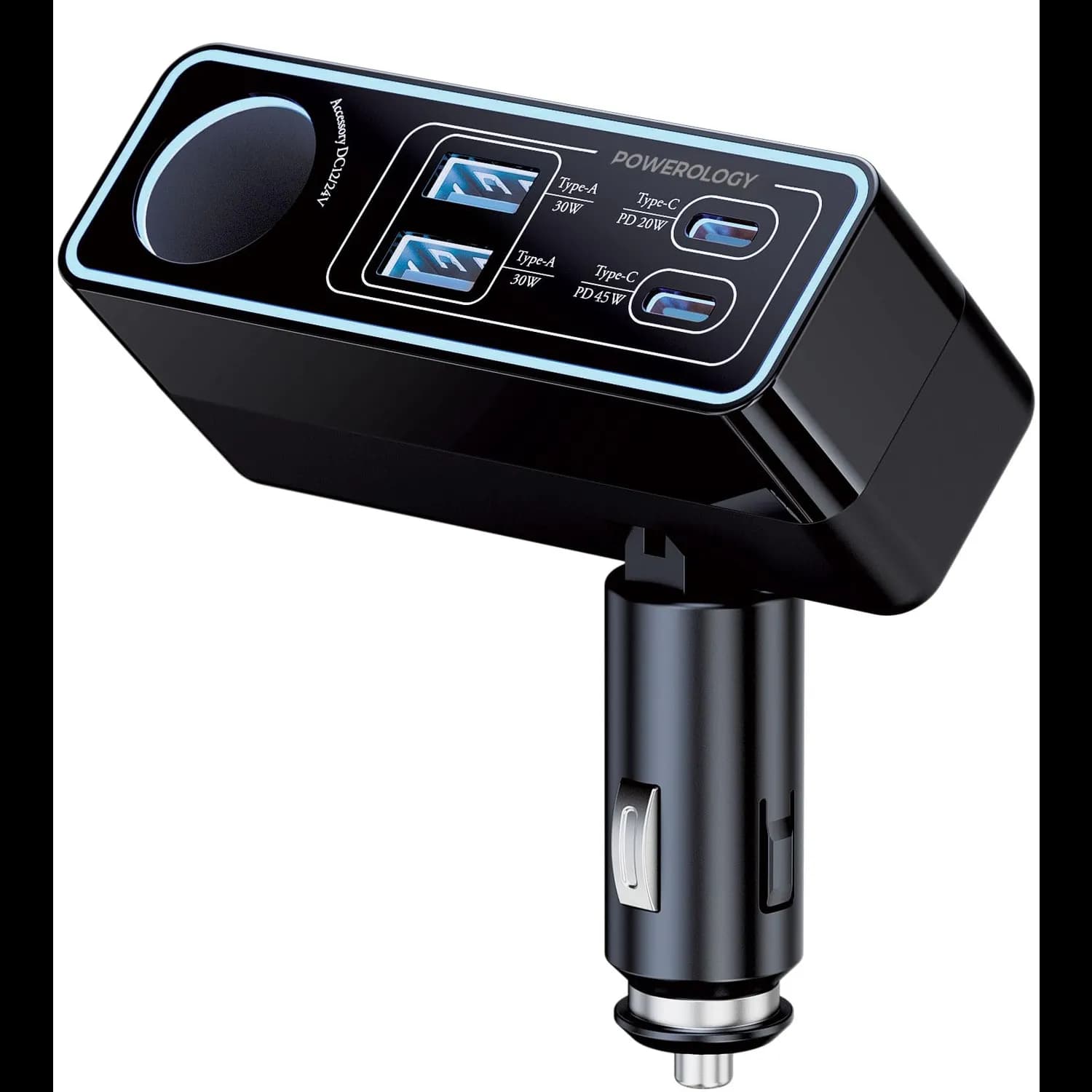 Powerology Car Charger Brio - 125W Multi-Port, Black 1