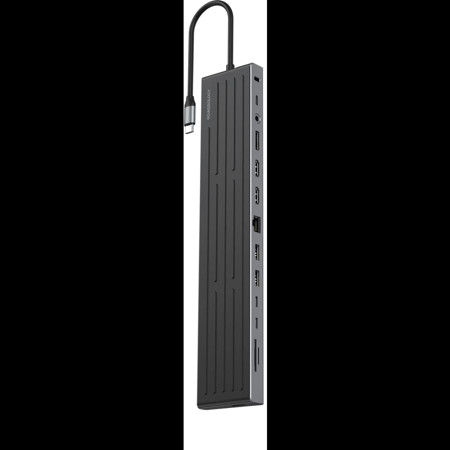 Powerology USB-C Hub & Laptop Stand - 13-in-1, 100W PD, Black 2