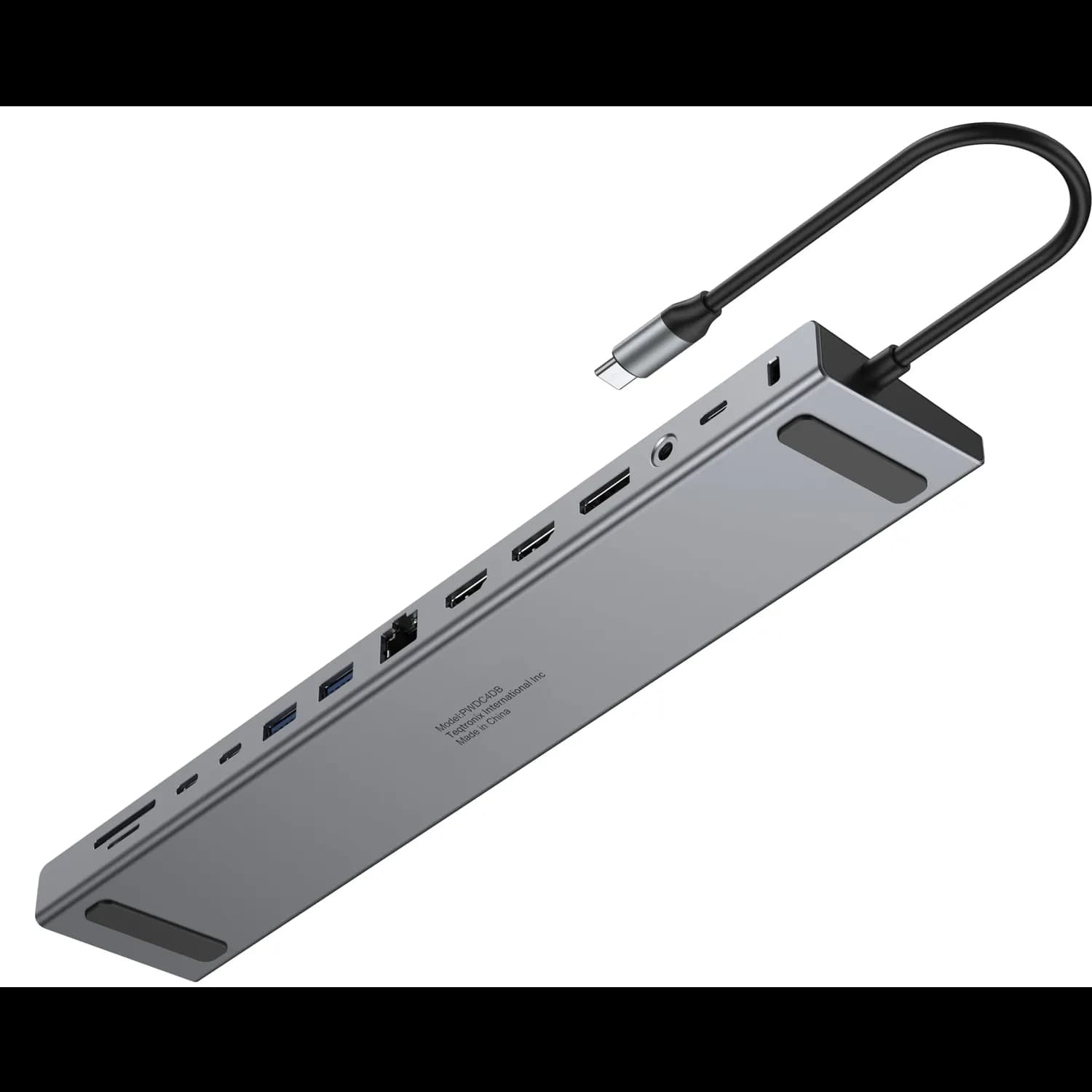 Powerology USB-C Hub & Laptop Stand - 13-in-1, 100W PD, Black 5