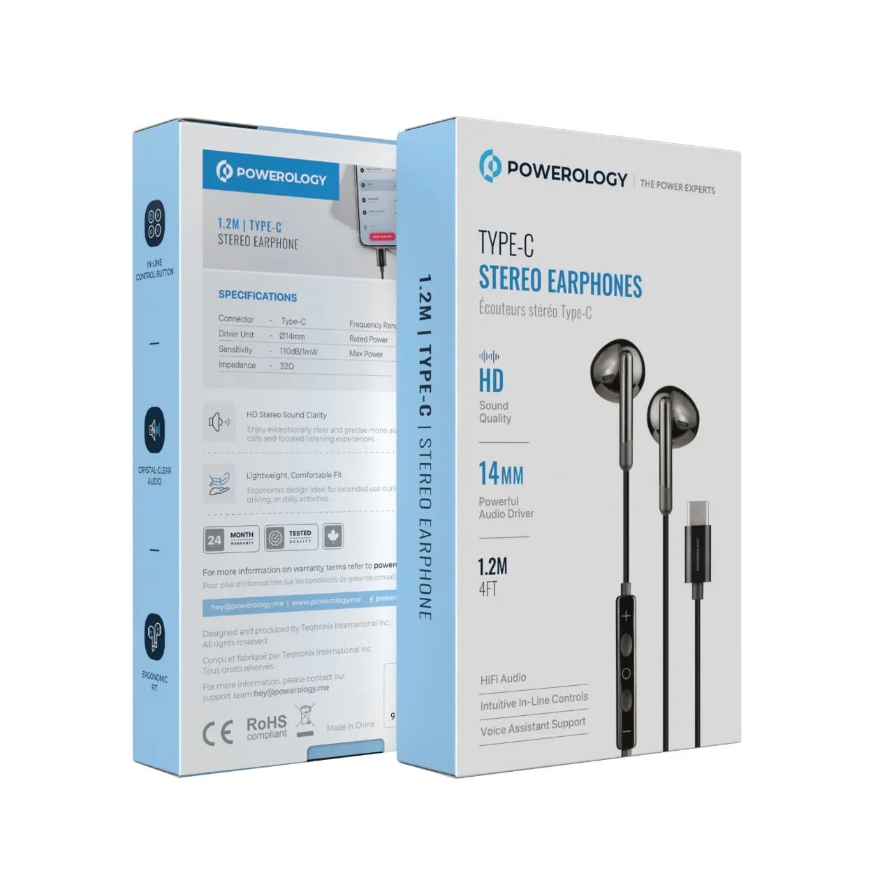 Powerology Stereo Headphone PWEPHCR17BK - 14mm Driver, White 2