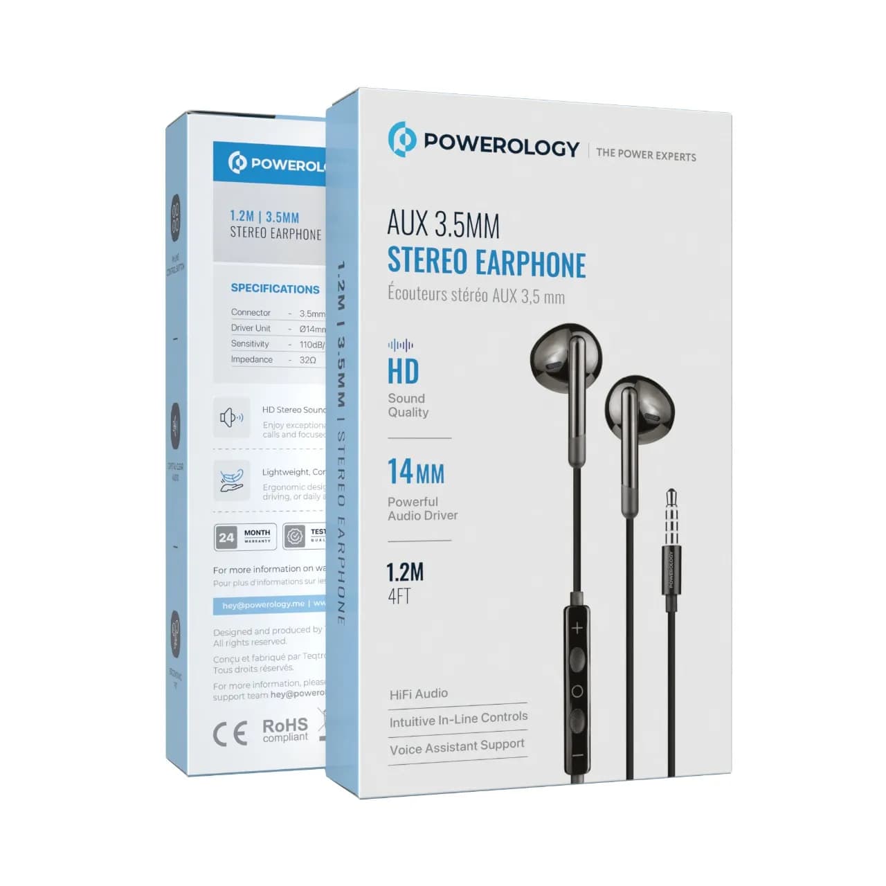 Powerology Stereo Headphone PWEPHR17BK - 14mm Driver, White 2
