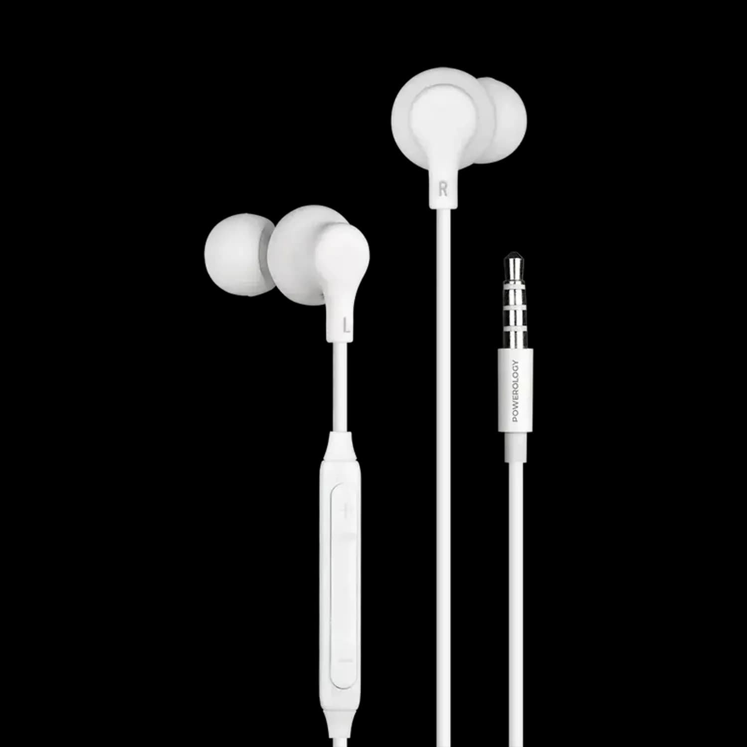 Powerology In-Ear Stereo Earphones - 3.5mm, White — Black 2