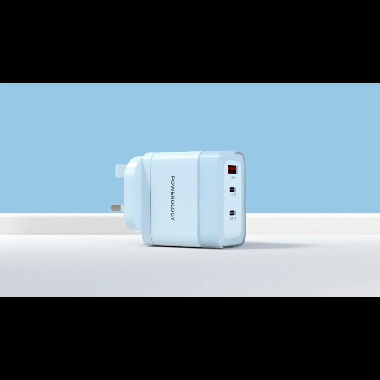 Powerology Fast Charging Adapter LUNEX Series - UK Plug, Blue — White 6