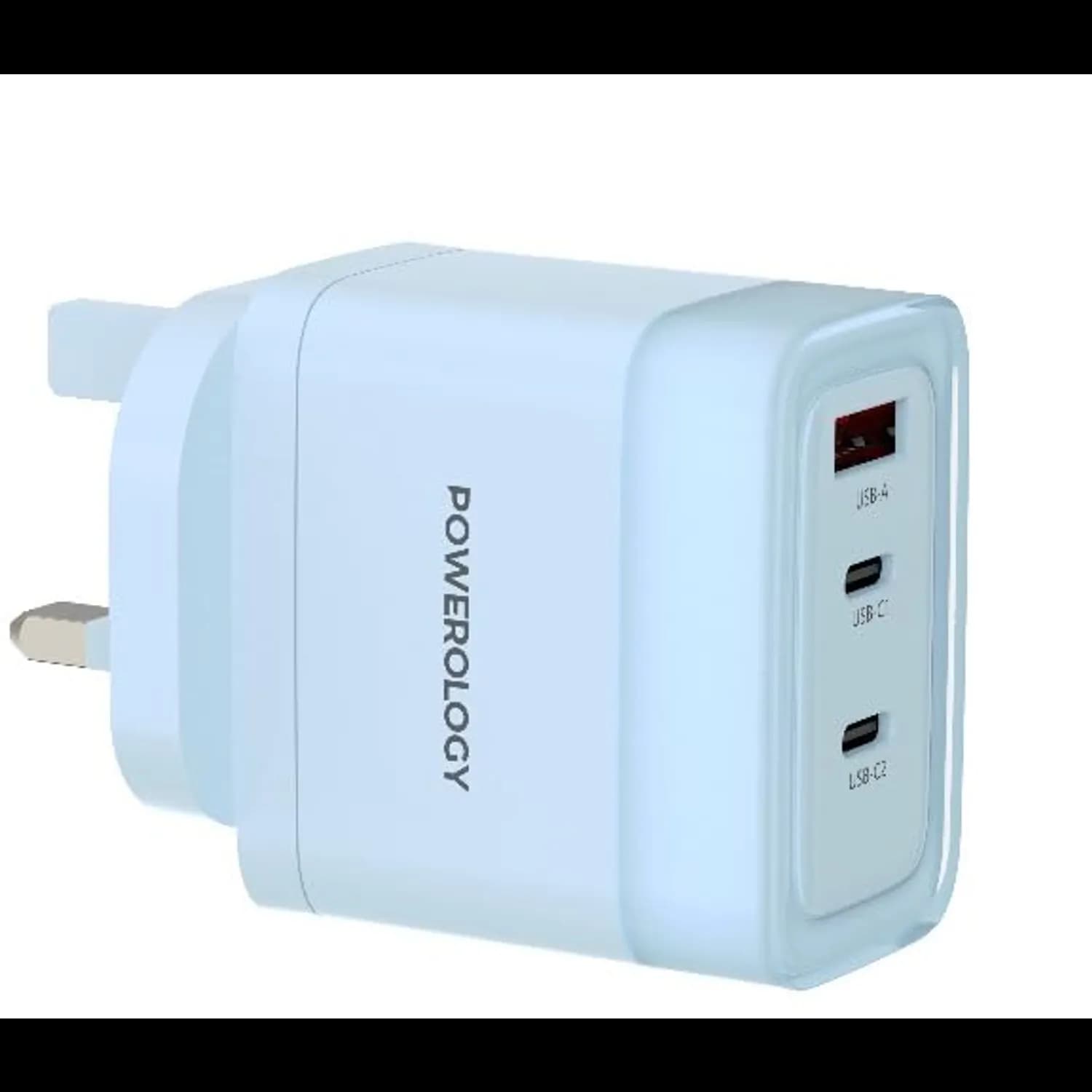 Powerology Fast Charging Adapter LUNEX Series - UK Plug, Blue — White 2