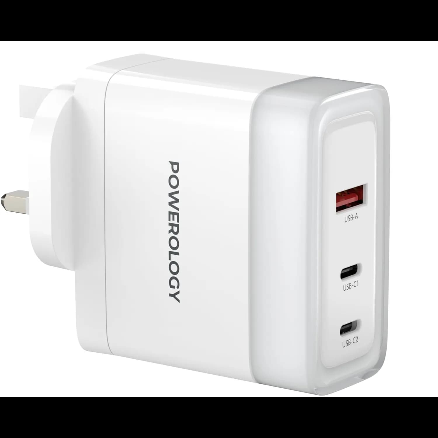 Powerology Charger Lunex - 100W PD GaN, 2×USB-C & 1×USB-A, White 1
