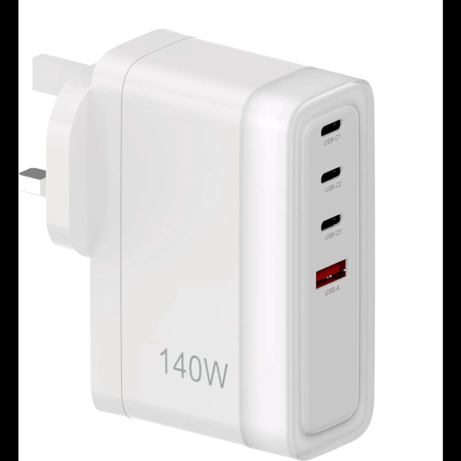 Powerology Charger Lunex PD 140W - GaN, 3xUSB-C & 1xUSB-A, White 1