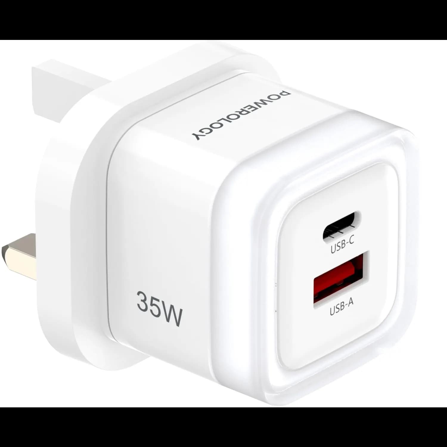 Powerology Charging Adapter - Dual-Port Fast Charge, Blue — White 1 Powerology Charging Adapter - Dual-Port Fast Charge, Blue — White 1