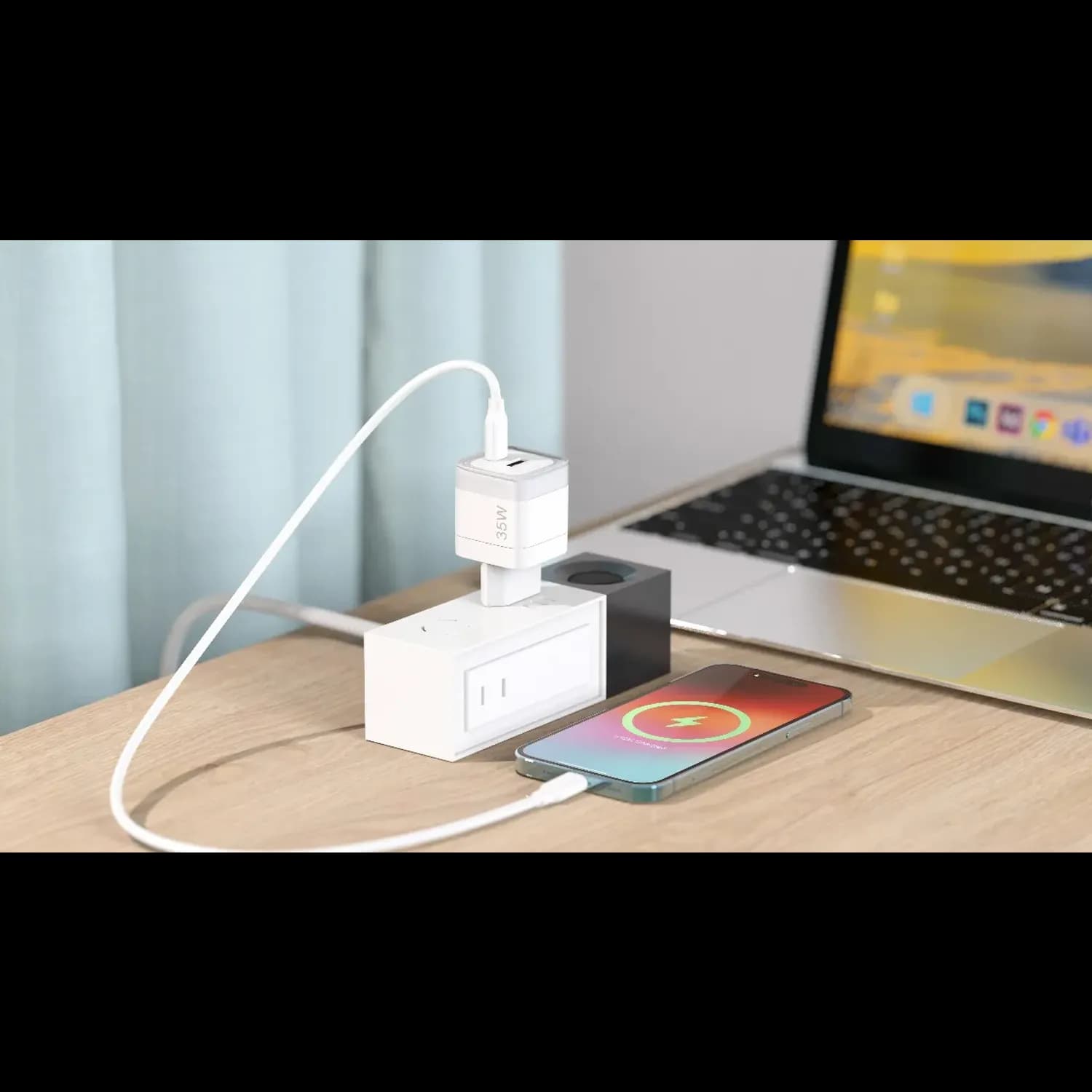 Powerology Fast Charging Adapter Lunex Series - 35W, White 2