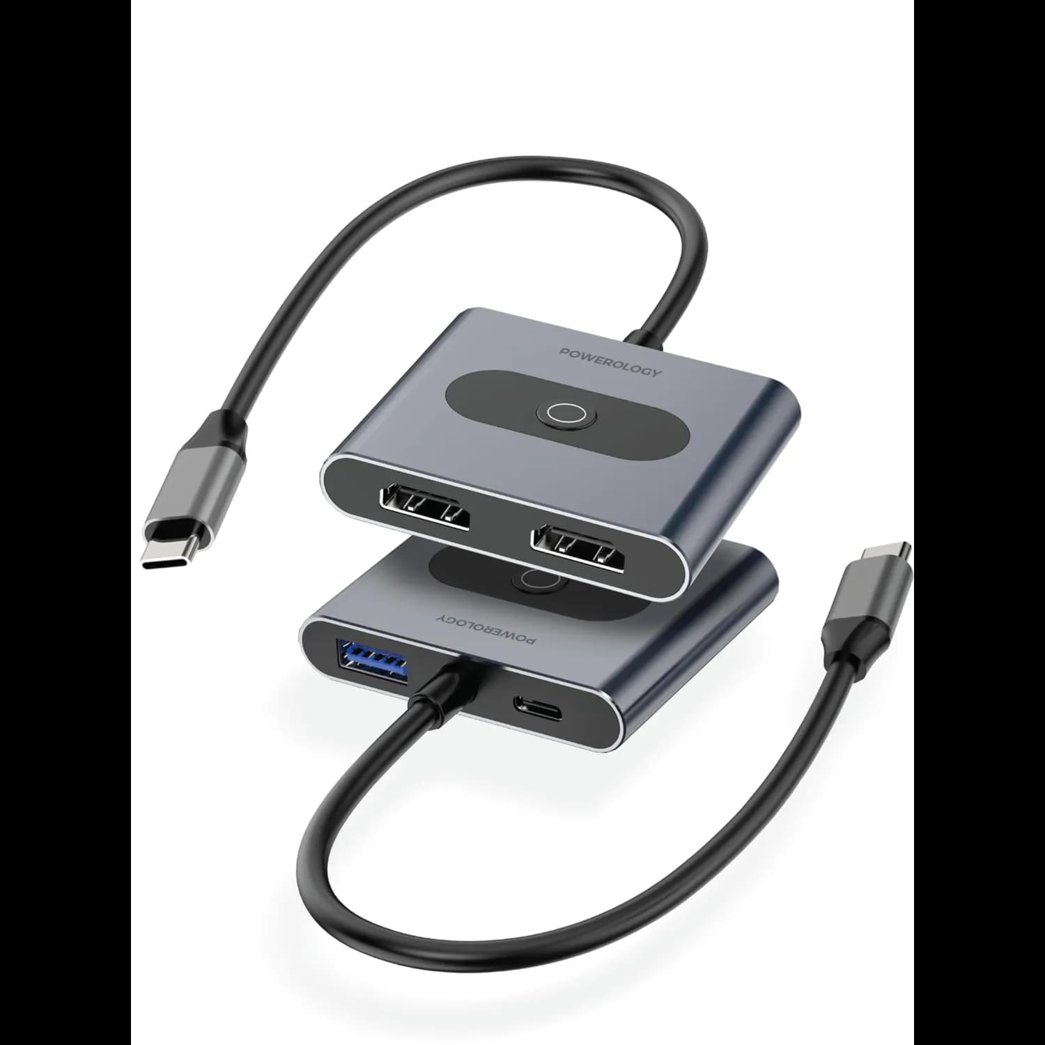 Powerology Multi-Function Hub - Dual HDMI 4K@60Hz, USB-C PD 100W, Grey 1 Powerology Multi-Function Hub - Dual HDMI 4K@60Hz, USB-C PD 100W, Grey 1