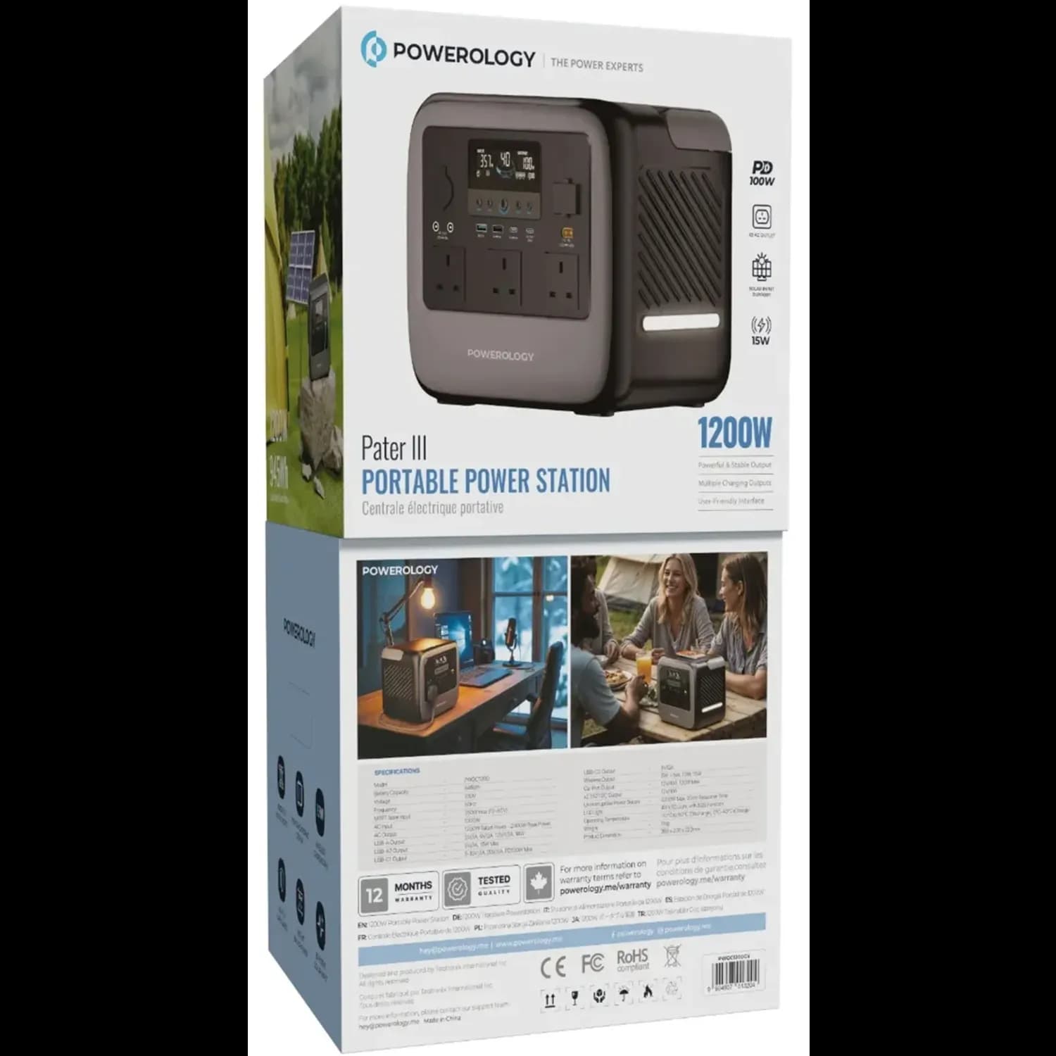 Powerology Portable Power Station Pater III - 1200W, Gray 5