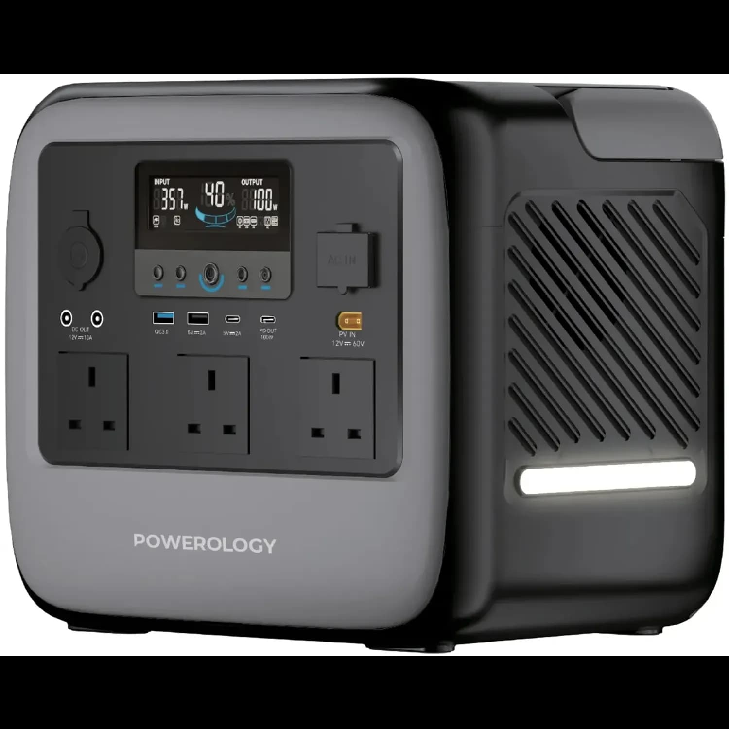 Powerology Portable Power Station Pater III - 1200W, Gray 1 Powerology Portable Power Station Pater III - 1200W, Gray 1