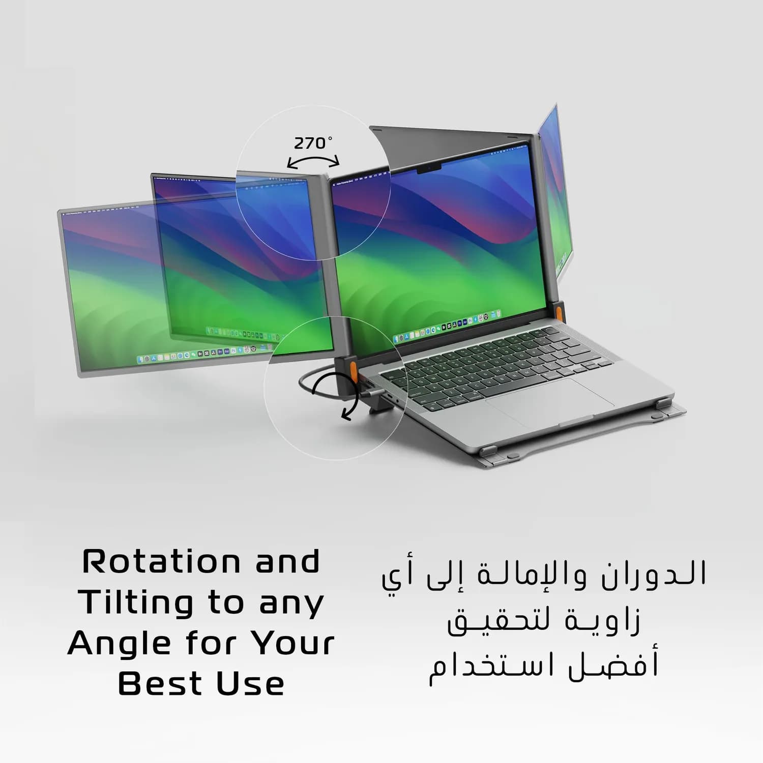 Powerology Portable Dual Monitor - 14 Inch FHD Matte Grey 4