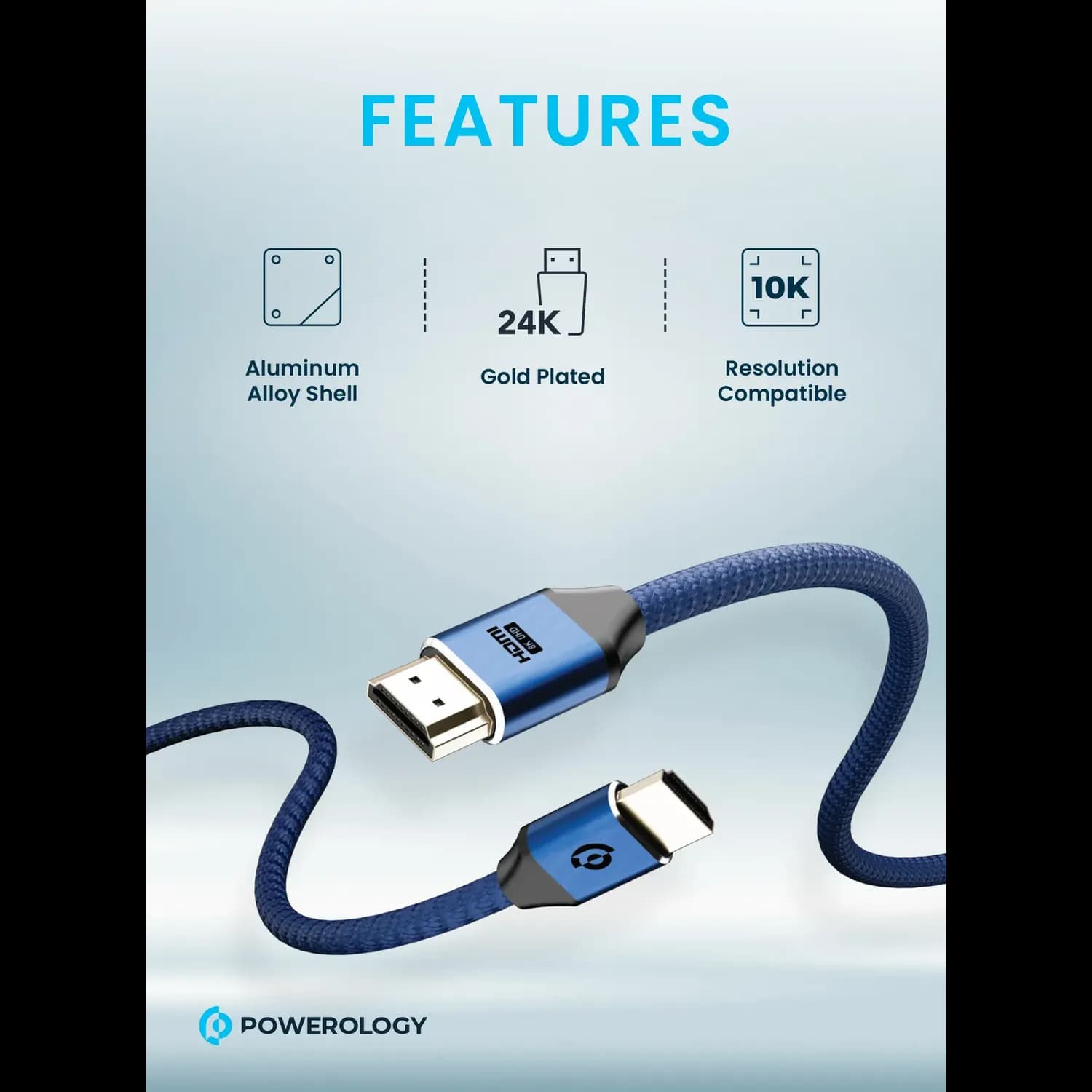 Powerology HDMI Cable - 8K, 2M, Dark Blue — Purple 4