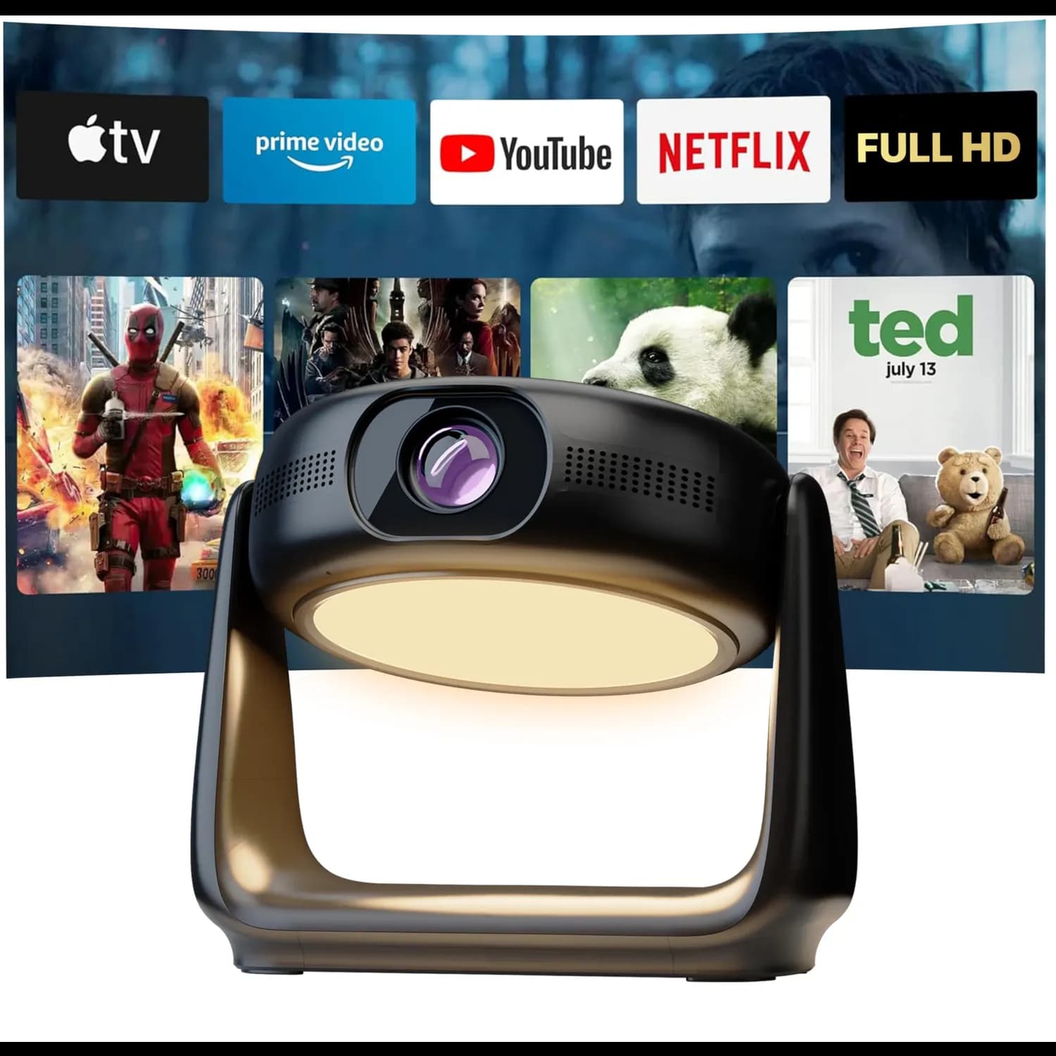Powerology Portable Projector - Rotating Stand, Bluetooth 1 Powerology Portable Projector - Rotating Stand, Bluetooth 1