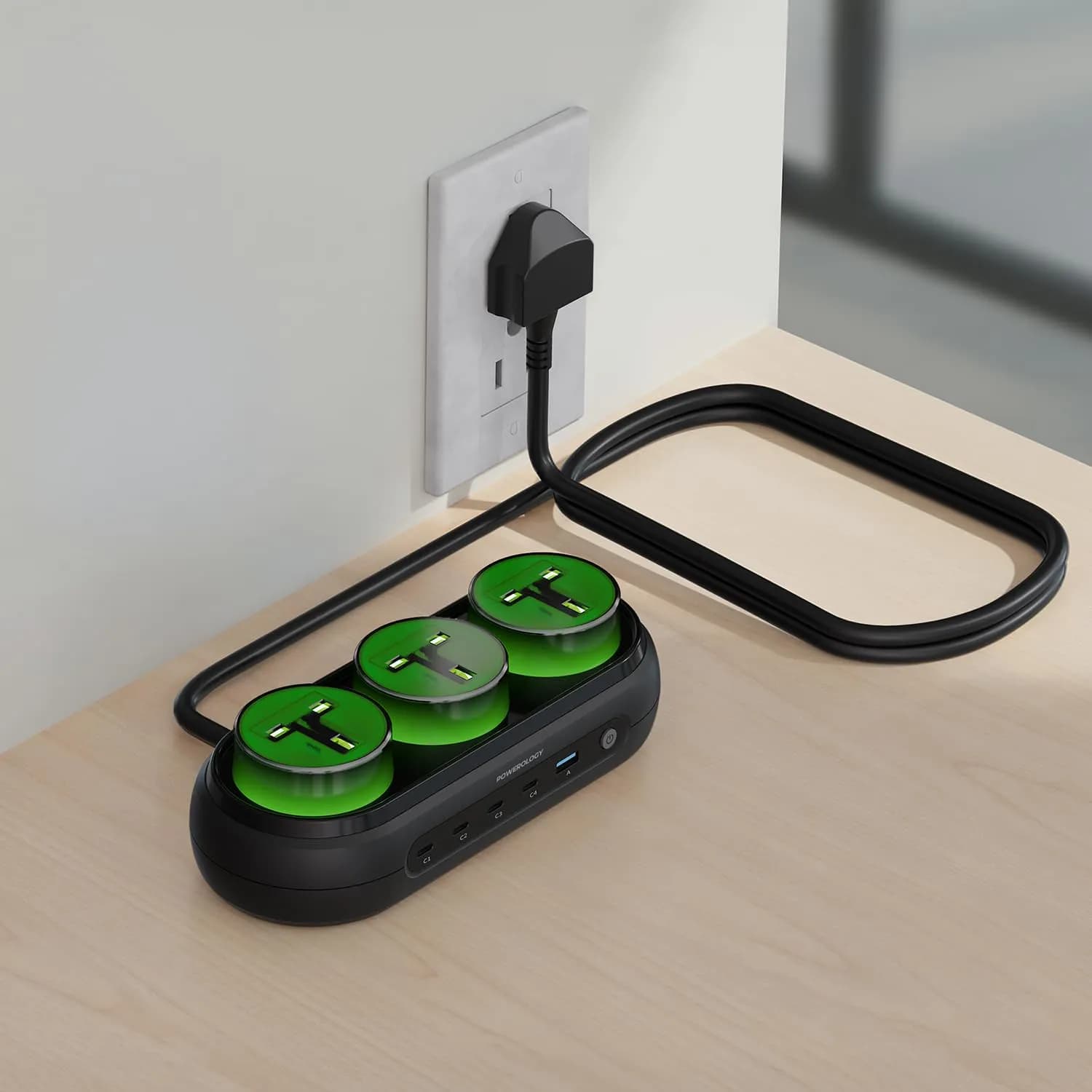 Powerology Power Station - 160W GaN, 5 USB Ports, Gray 3