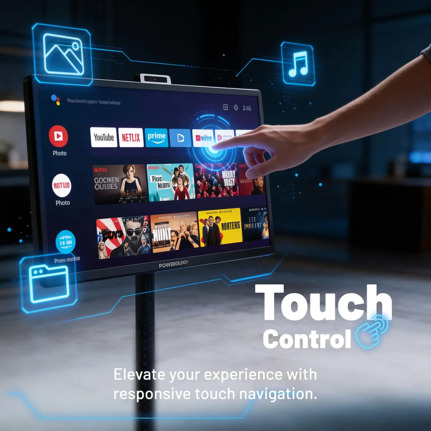 Powerology Portable Smart Monitor - 32 Inch FHD Touchscreen, Gray 5