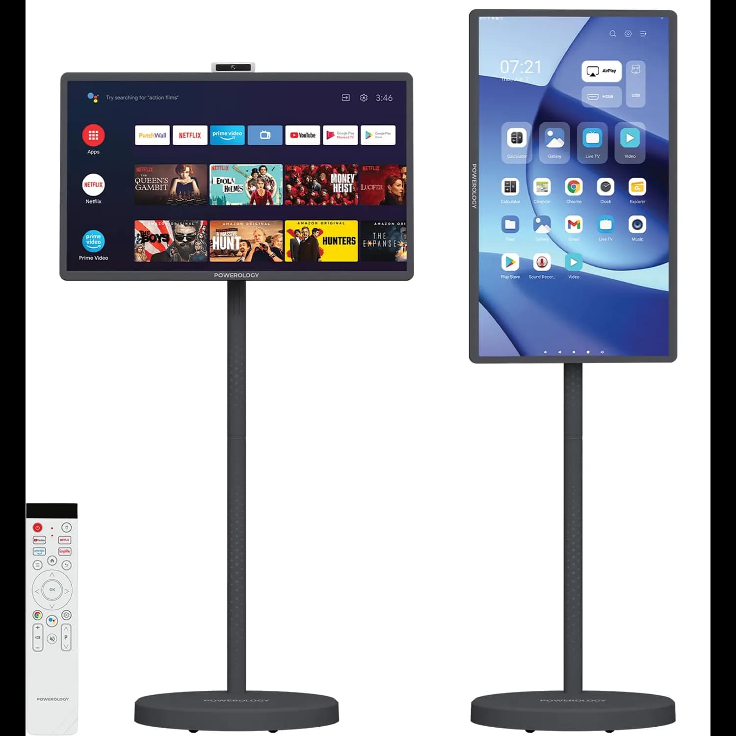 Powerology Portable Smart Monitor - 32 Inch FHD Touchscreen, Gray 1