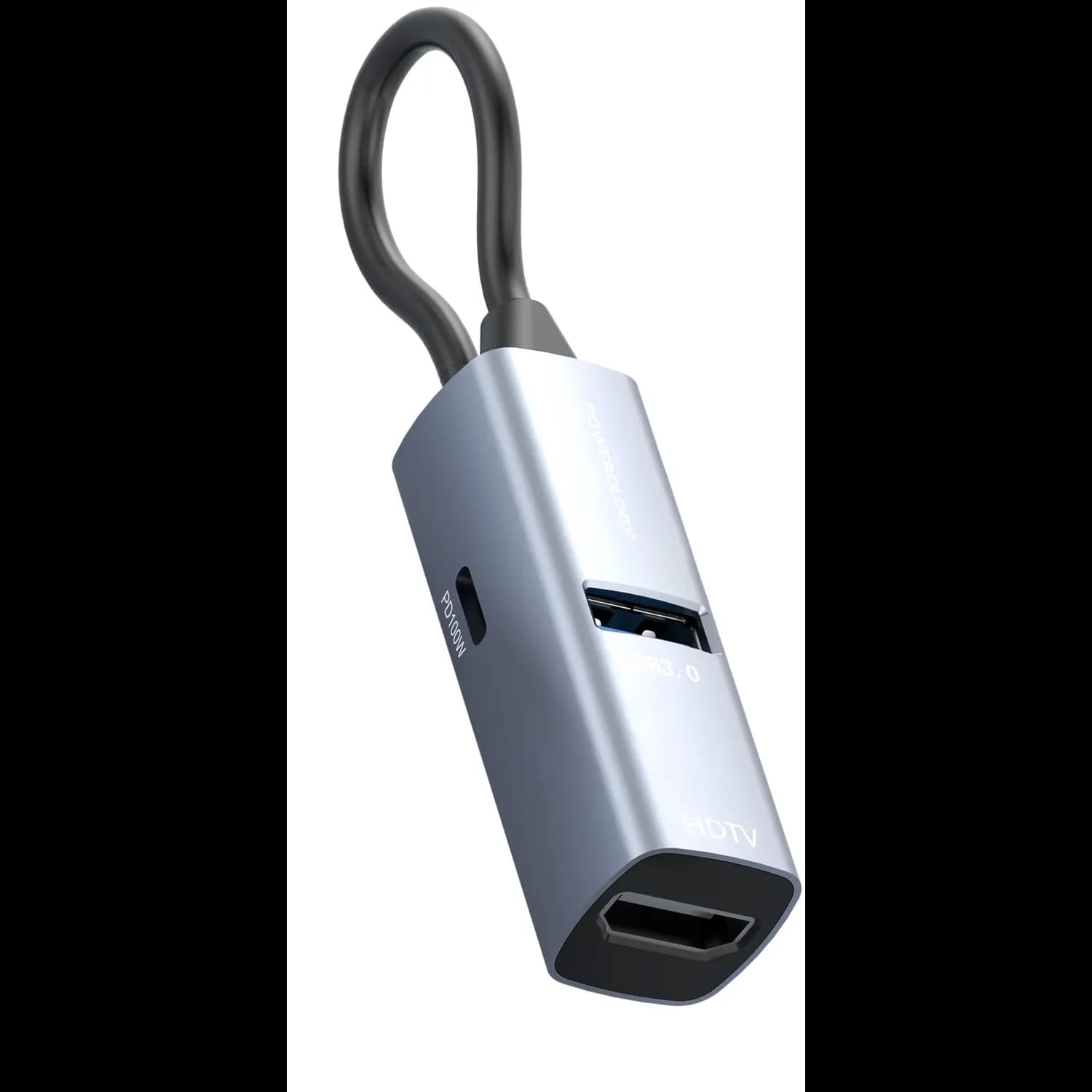 Powerology USB-C Hub - 4K HDMI, 100W PD, Black 5
