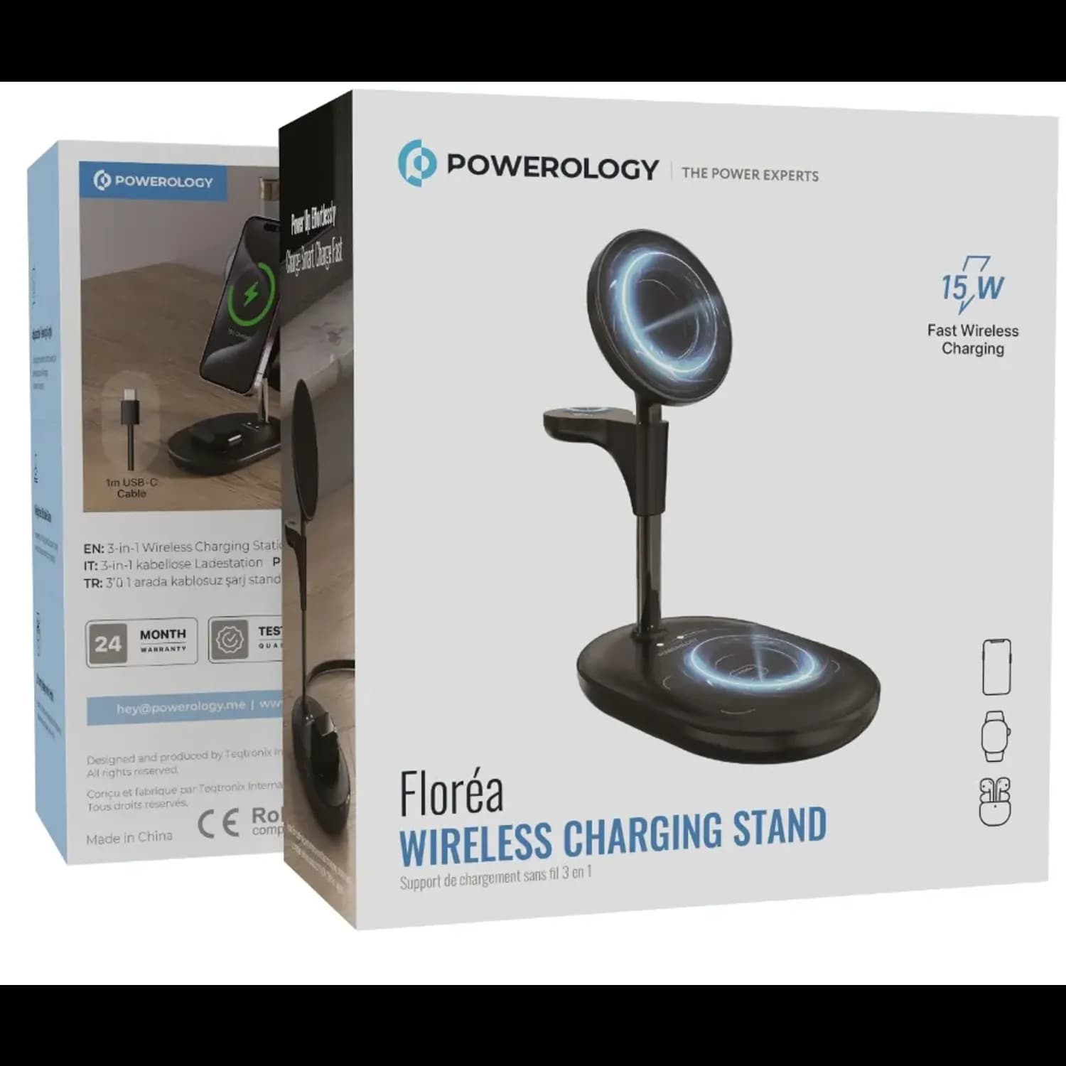 Powerology Wireless Charging Stand - Adjustable Angle, Black 4