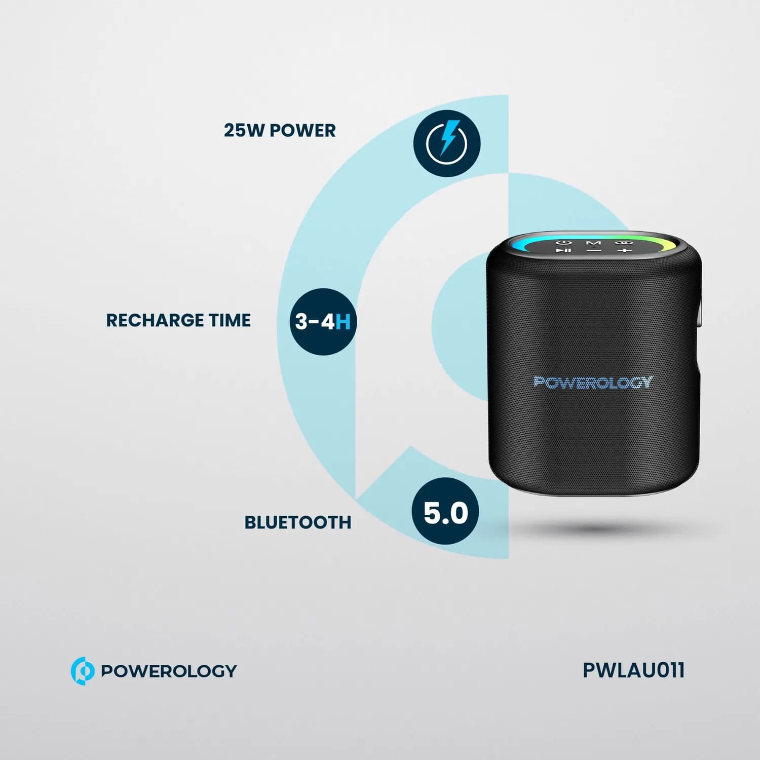 Powerology TWS Speaker - 25W, 4000mAh Battery, Black 5