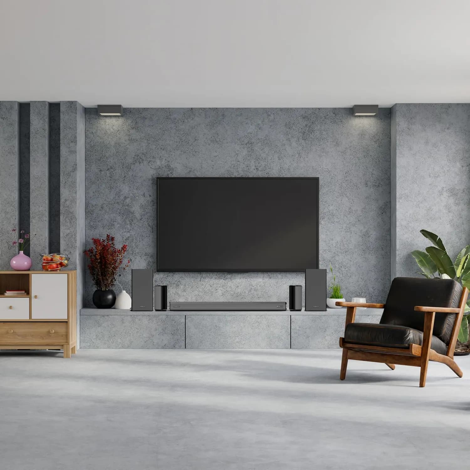 Powerology Soundbar - 615W Dolby Atmos, Wireless Mic, Black 2