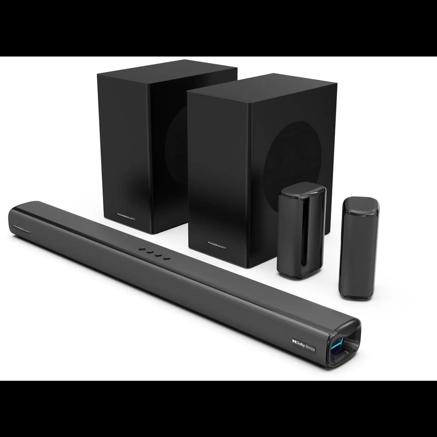 Powerology Soundbar - 615W Dolby Atmos, Wireless Mic, Black 1