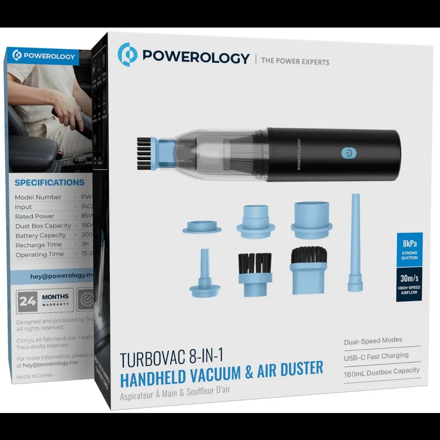 Powerology Handheld Vacuum Turbovac - 8-in-1, Black 4
