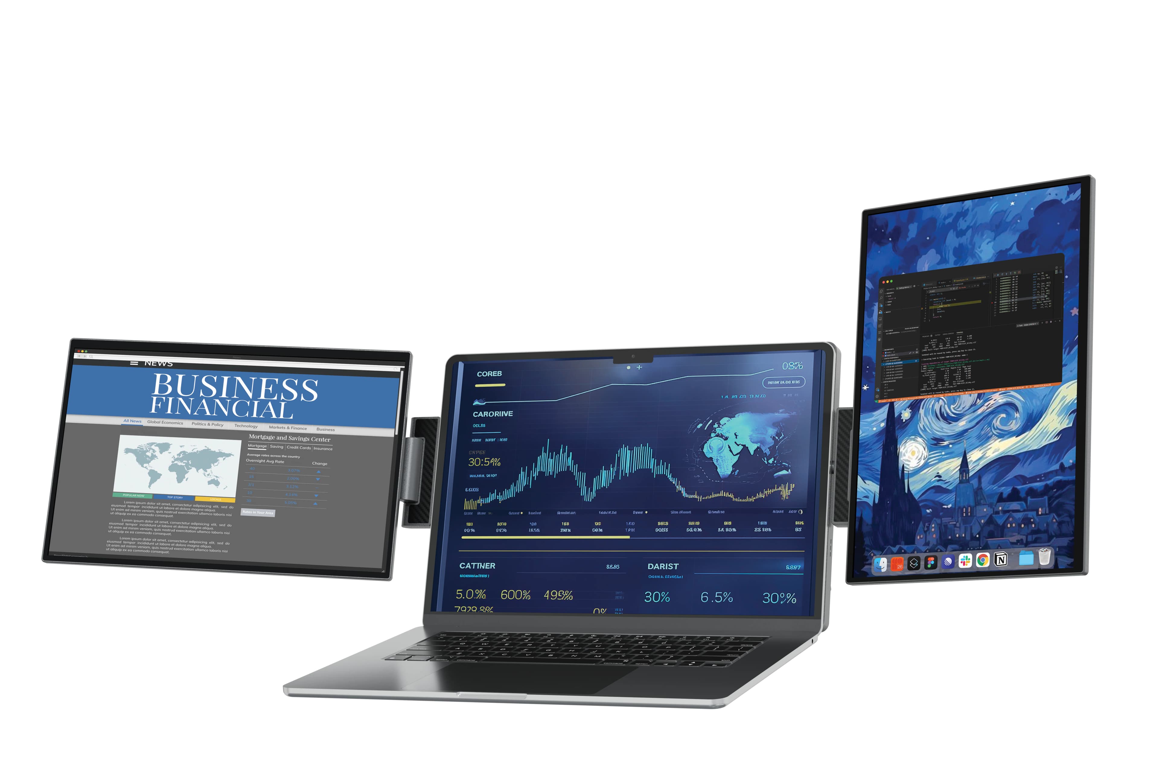 Powerology Laptop Monitor SkyFold PWM3S3BK - 14" Dual Display, Black 1 Powerology Laptop Monitor SkyFold PWM3S3BK - 14" Dual Display, Black 1