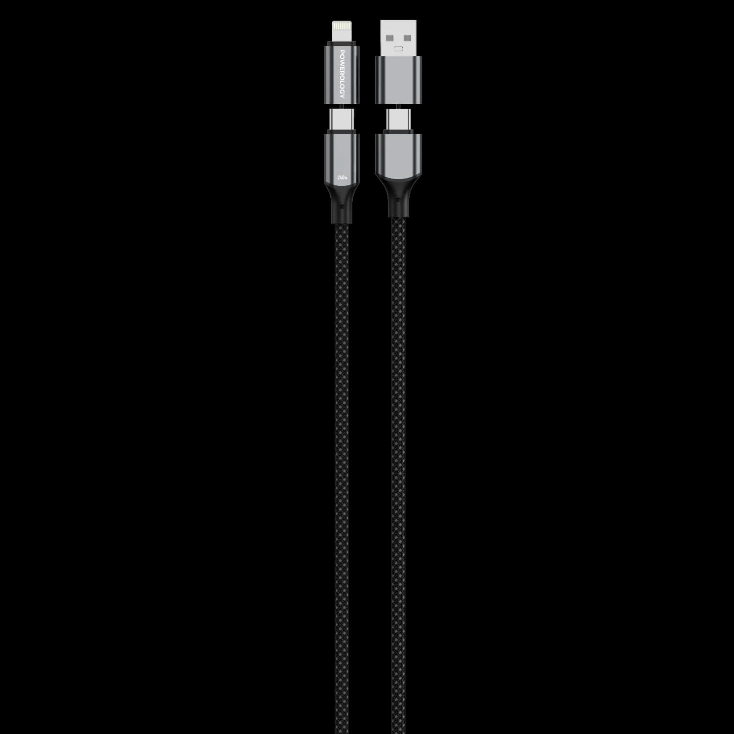Powerology Charging & Data Cable - 4-in-1, Black 1 Powerology Charging & Data Cable - 4-in-1, Black 1