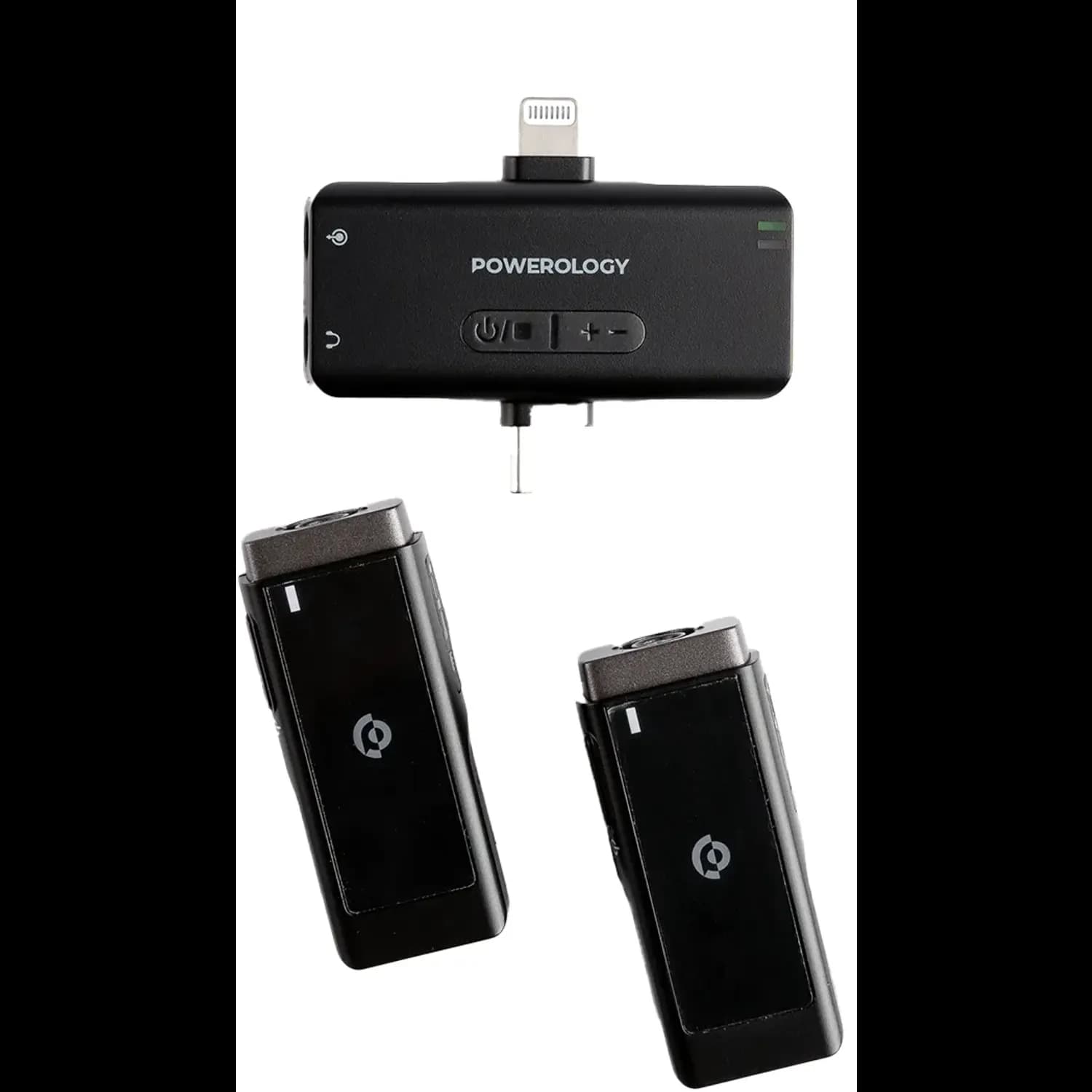 Powerology Wireless Lavalier Microphone - Duo, Black 1 Powerology Wireless Lavalier Microphone - Duo, Black 1
