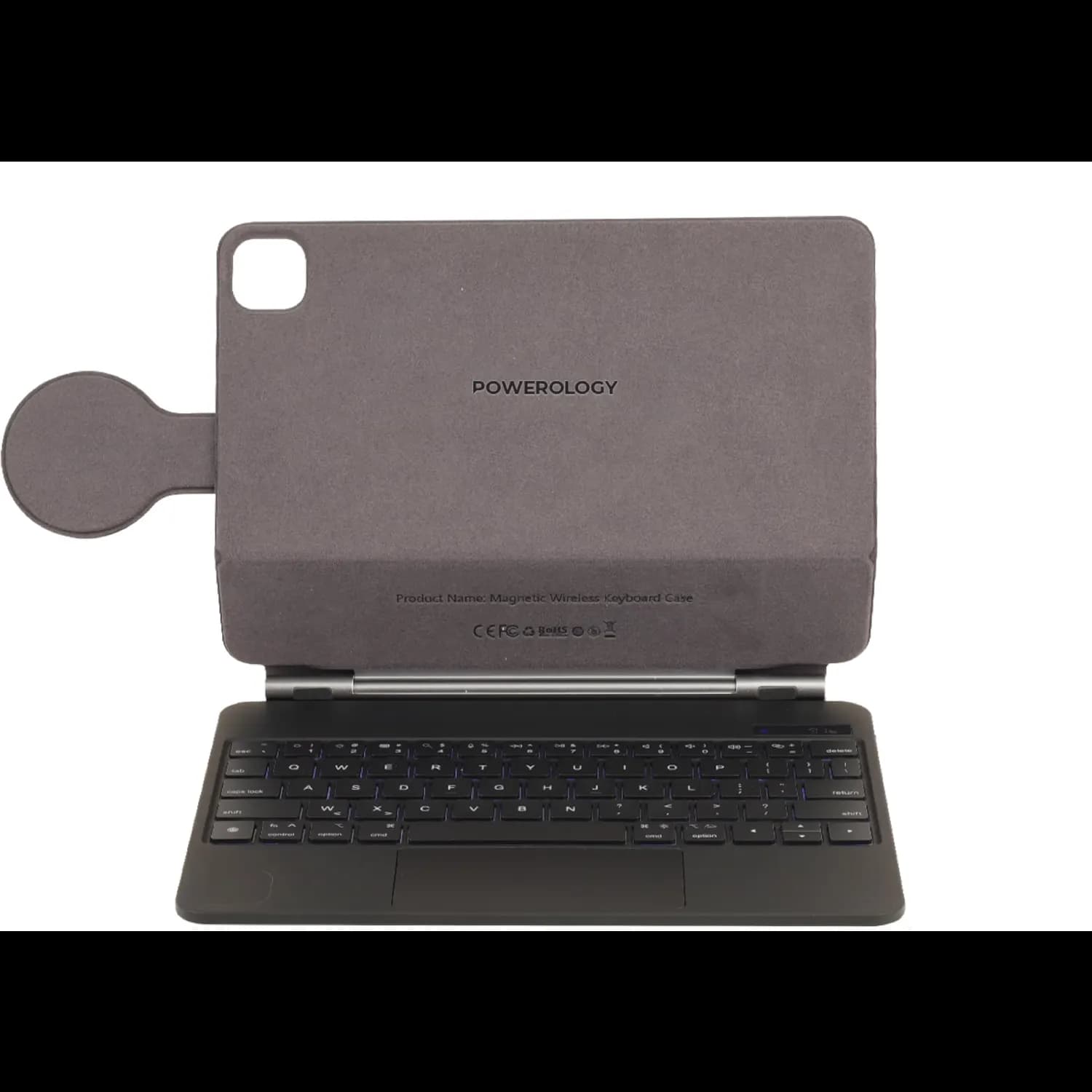 Powerology Wireless Keyboard Case - Magnetic Holder, RGB Backlight, Black 5