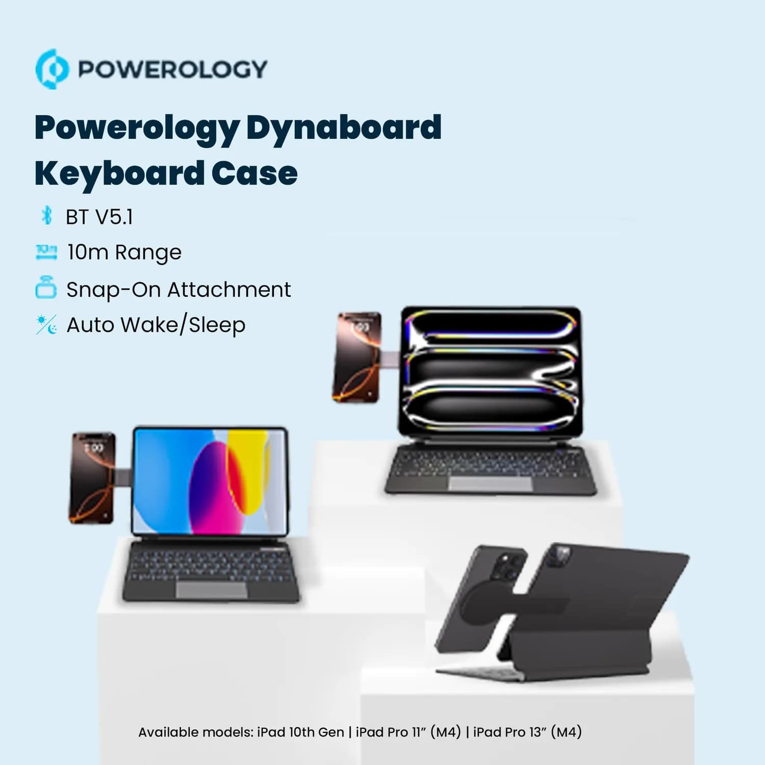 Powerology Wireless Keyboard Case - Magsafe Holder, RGB Backlight, Black 2