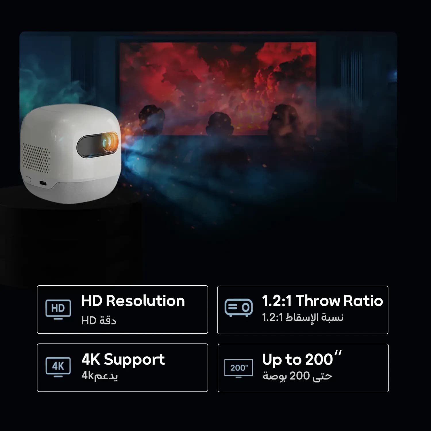 Powerology Portable Projector - Mini Beam, White 2