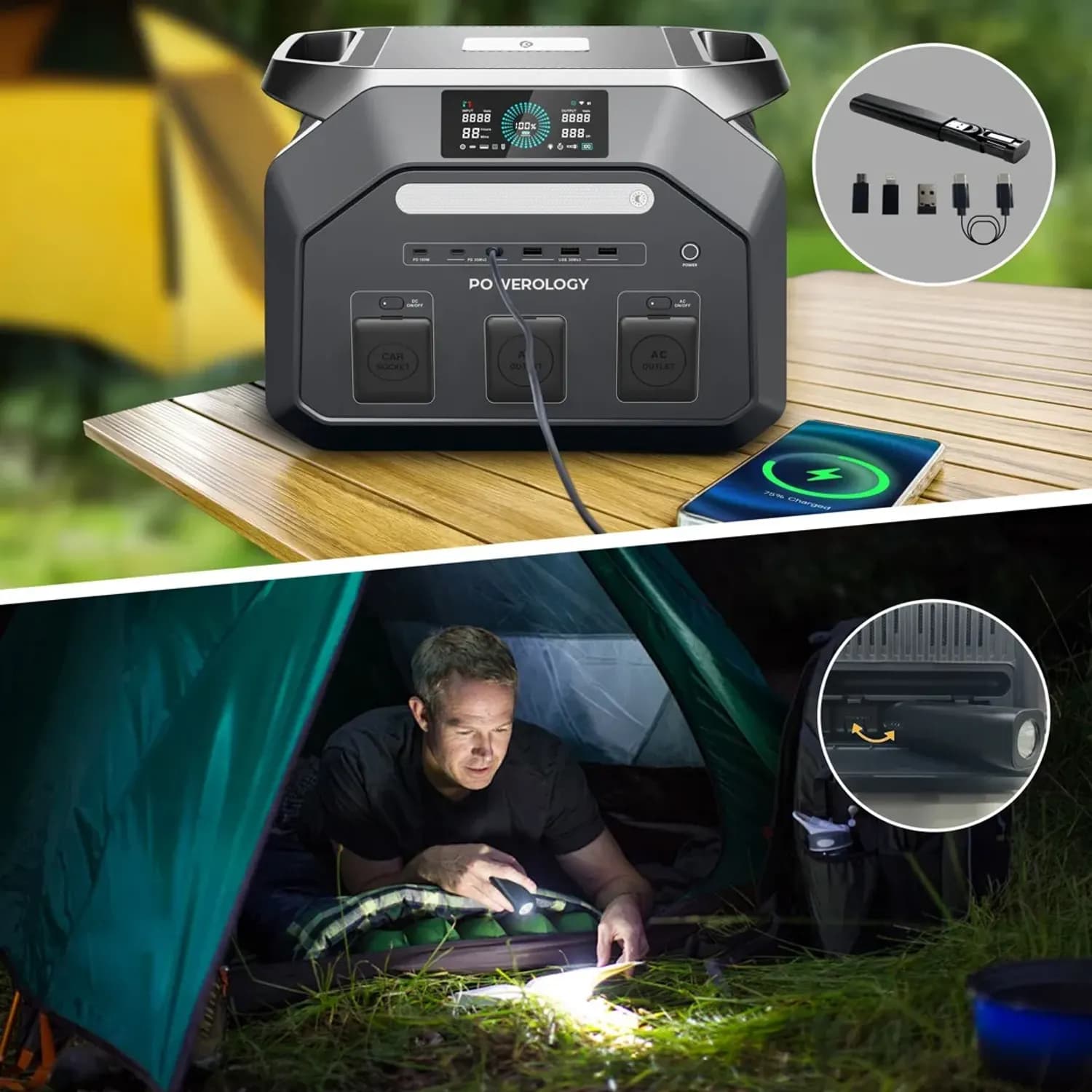Powerology Portable Power Station Dynamic1800 - 1800W, Black 2