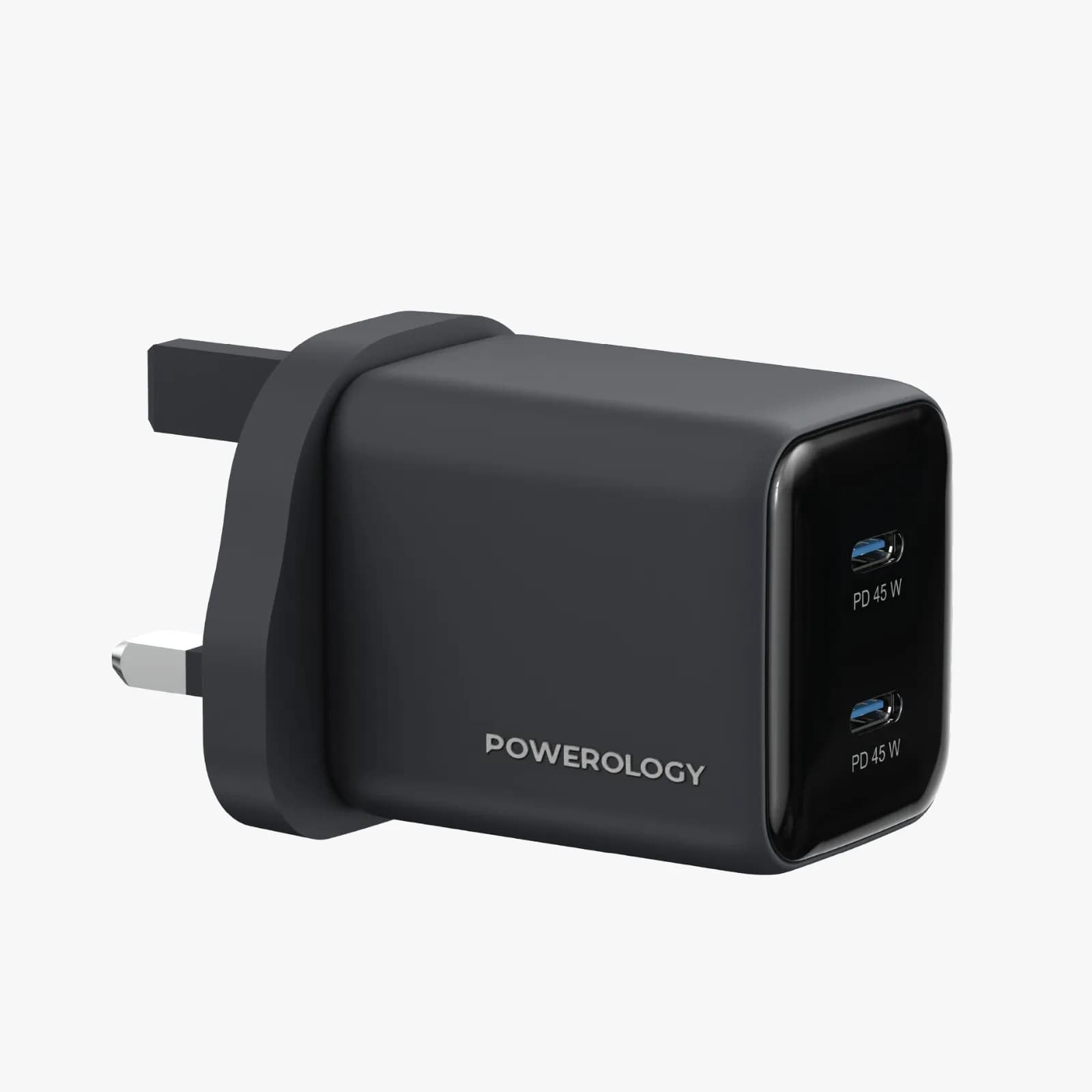 Powerology Wall Charger Volt-X PWP4845AWCBK - 45W Dual USB-C, Black 2