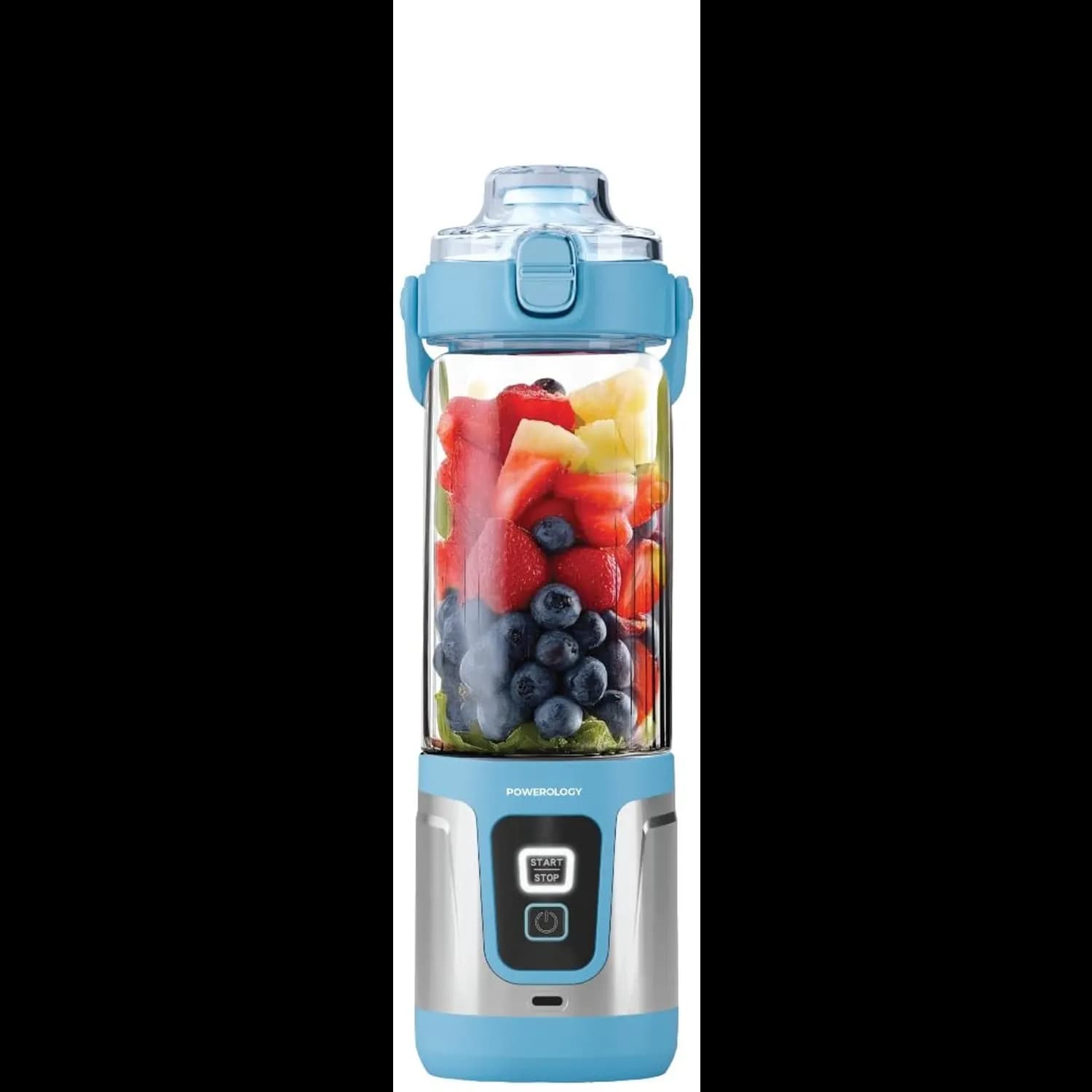 Powerology Portable Blender DUOMIX - 120W Dual-Blade, Blue — Black 2
