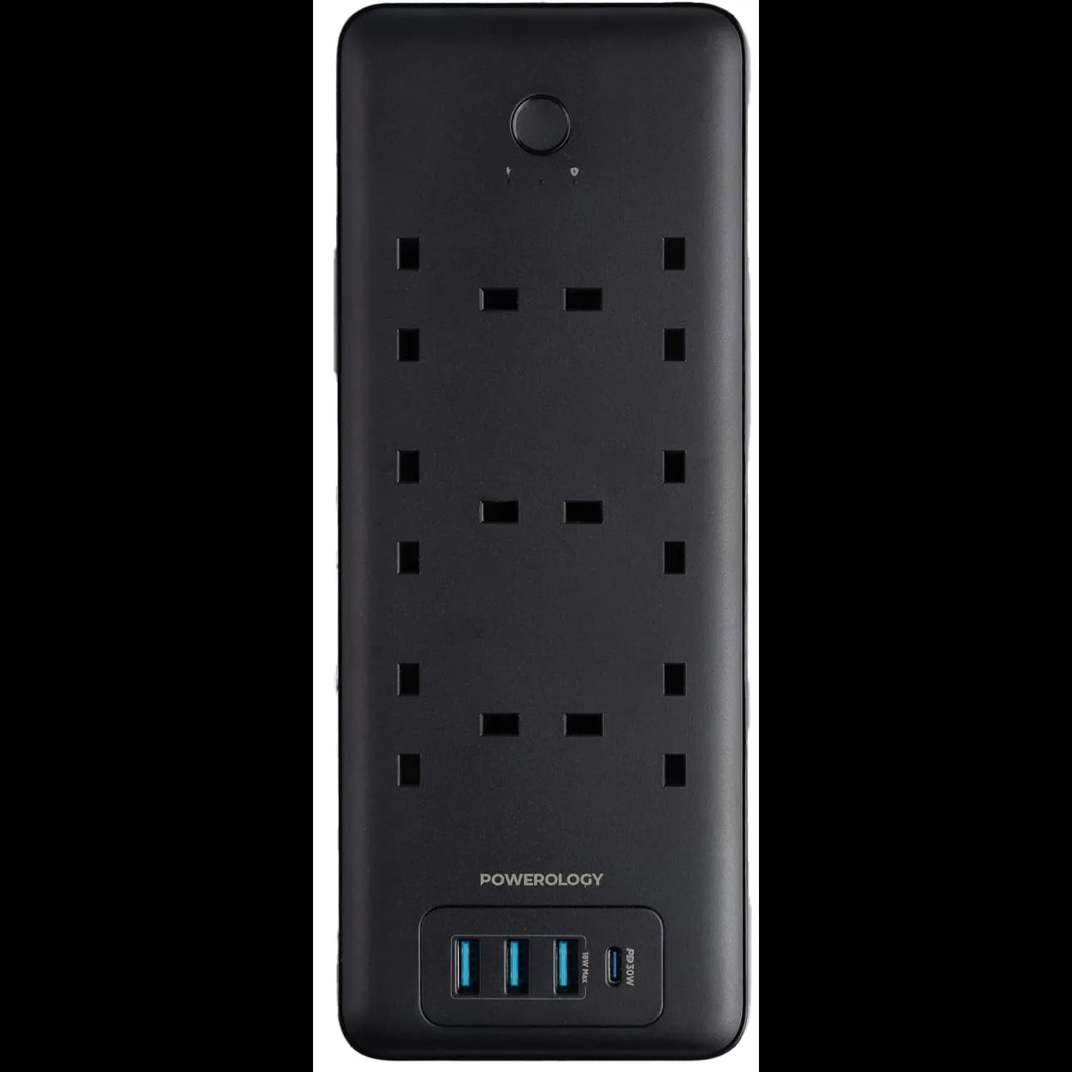 Powerology Power Strip - 6 AC Outlets, 3 USB Ports, Black 1 Powerology Power Strip - 6 AC Outlets, 3 USB Ports, Black 1
