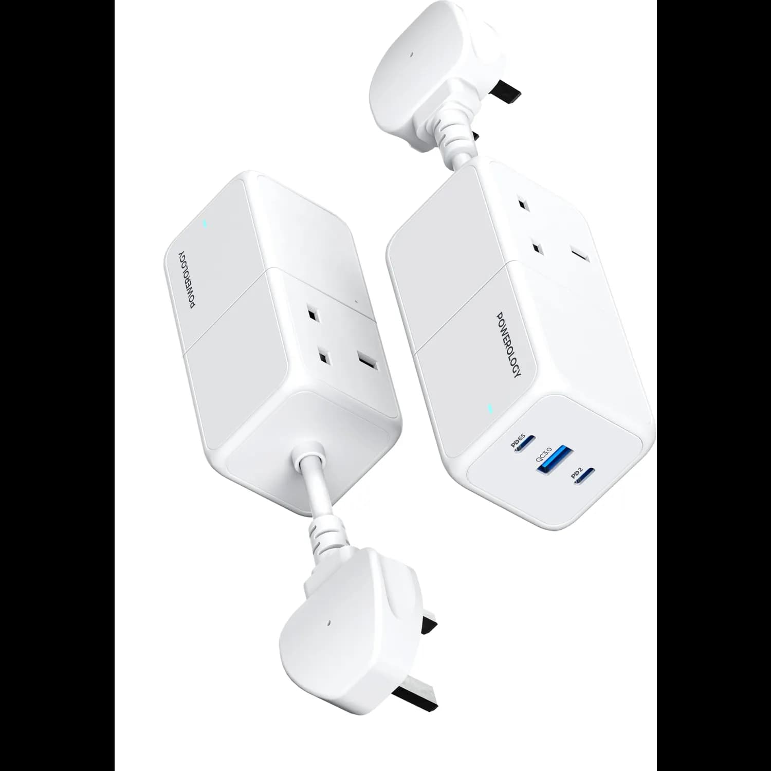 Powerology USB Power Strip PWPS65W - GaN, 2 PD Ports, White 2