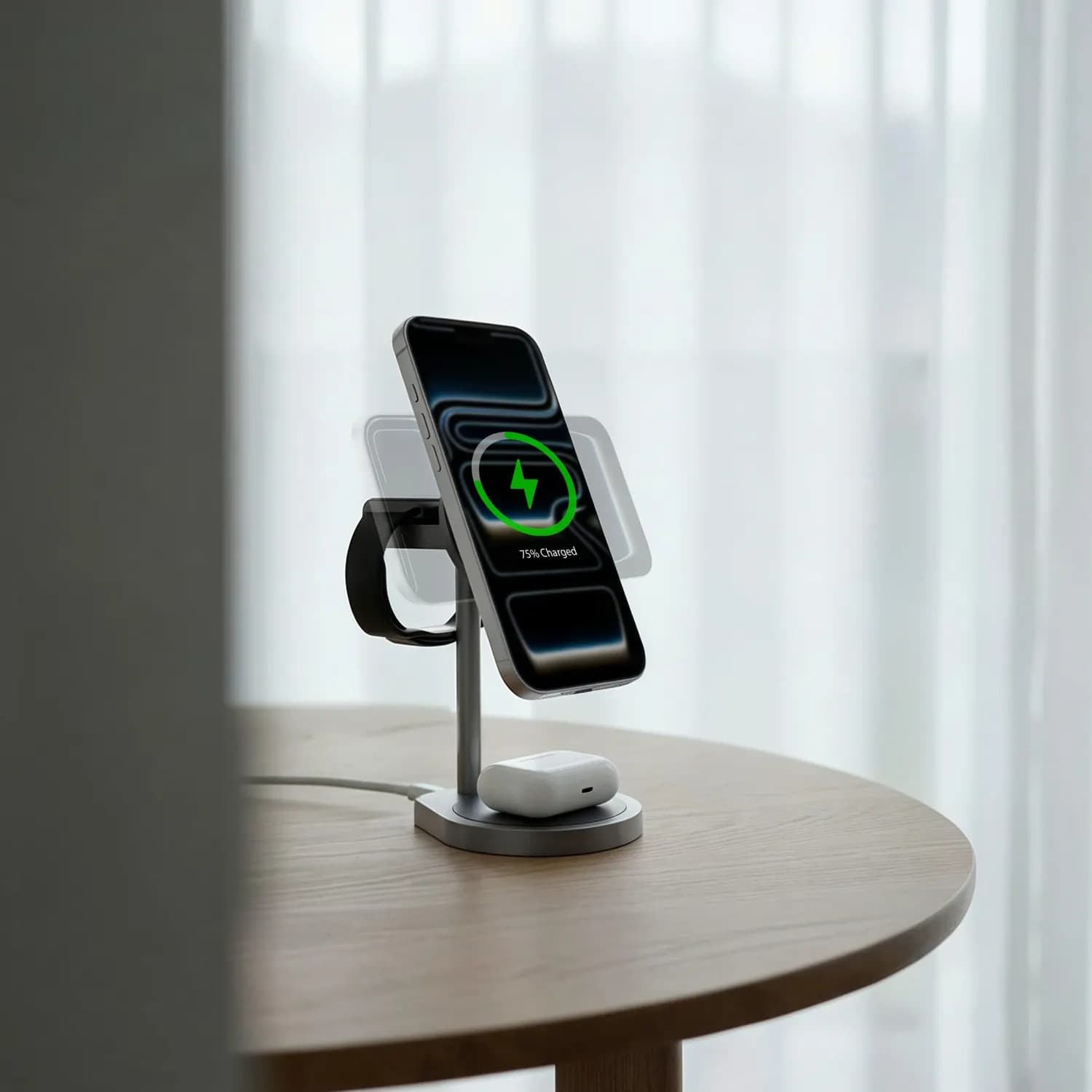 Powerology Wireless Charger EIFEL - 3-in-1 Fast Charging, USB-C 2