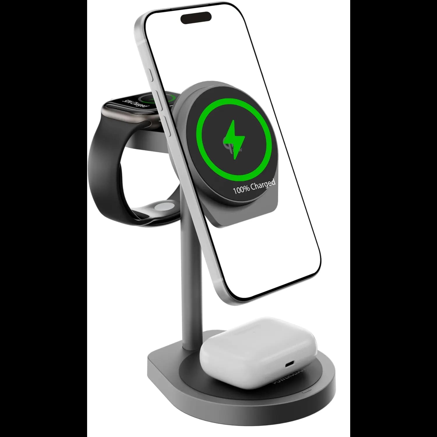 Powerology Wireless Charger EIFEL - 3-in-1 Fast Charging, USB-C 4
