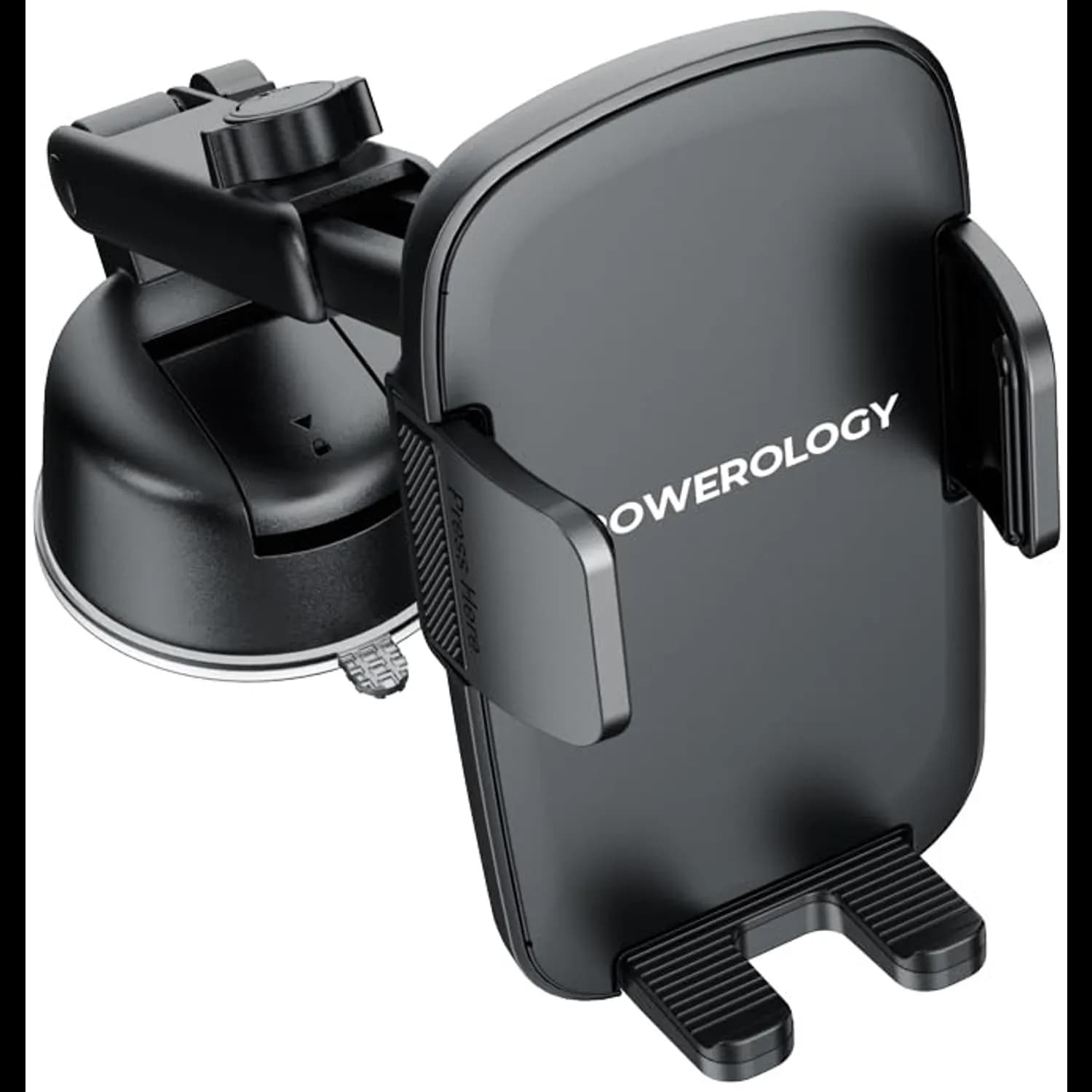 Powerology Car Phone Mount - Auto-Clamping, 360° Rotation, Black 4