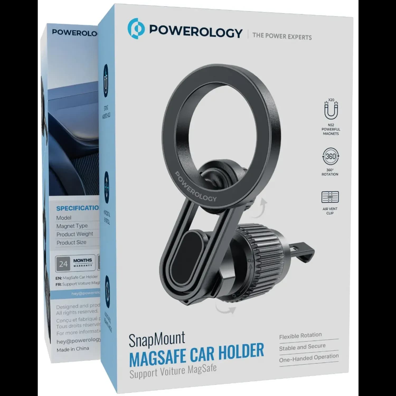 Powerology Car Mount SnapMount - MagSafe, Black 1 Powerology Car Mount SnapMount - MagSafe, Black 1