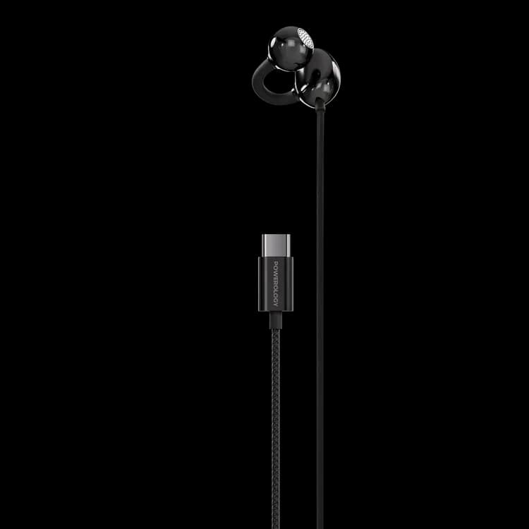 Powerology Earphone Voro - Single-Sided Clip-On, White — Black 1 Powerology Earphone Voro - Single-Sided Clip-On, White — Black 1