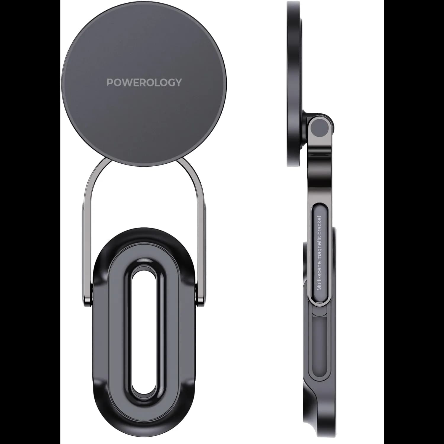 Powerology Car Mount - Magnetic, Foldable, 360° Rotation, Black 3