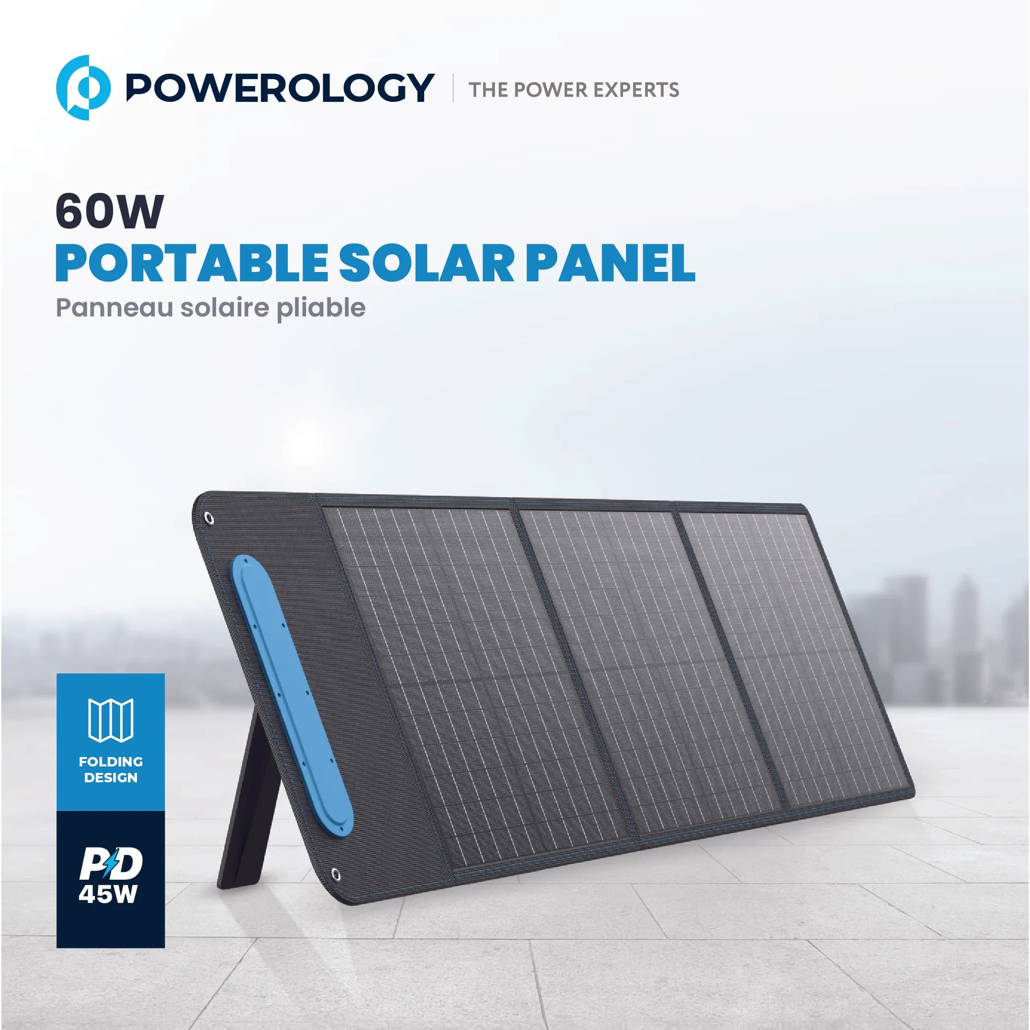 Powerology Solar Panel PWSLPN-BK - 60W Portable, Black 2