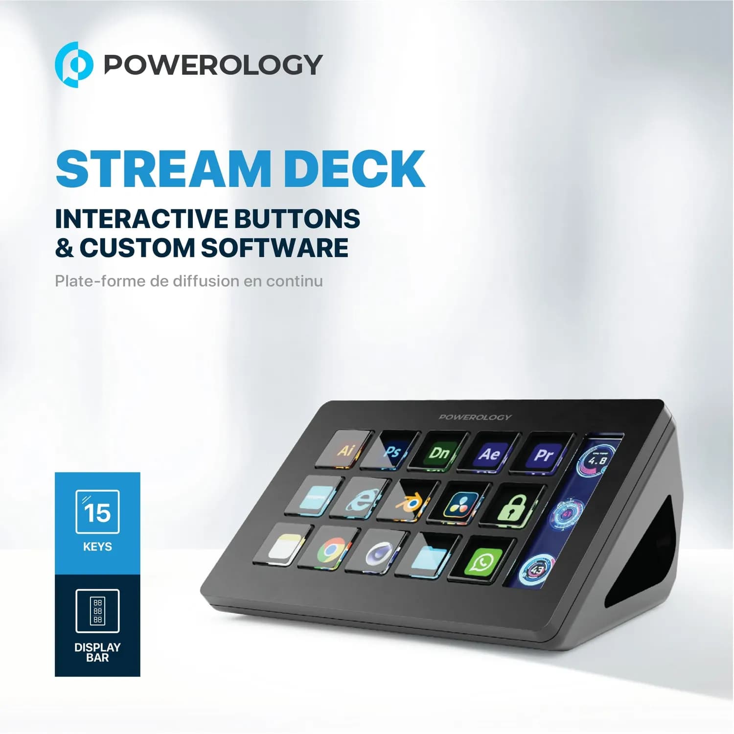 Powerology Stream Deck - Interactive Buttons, Black 2