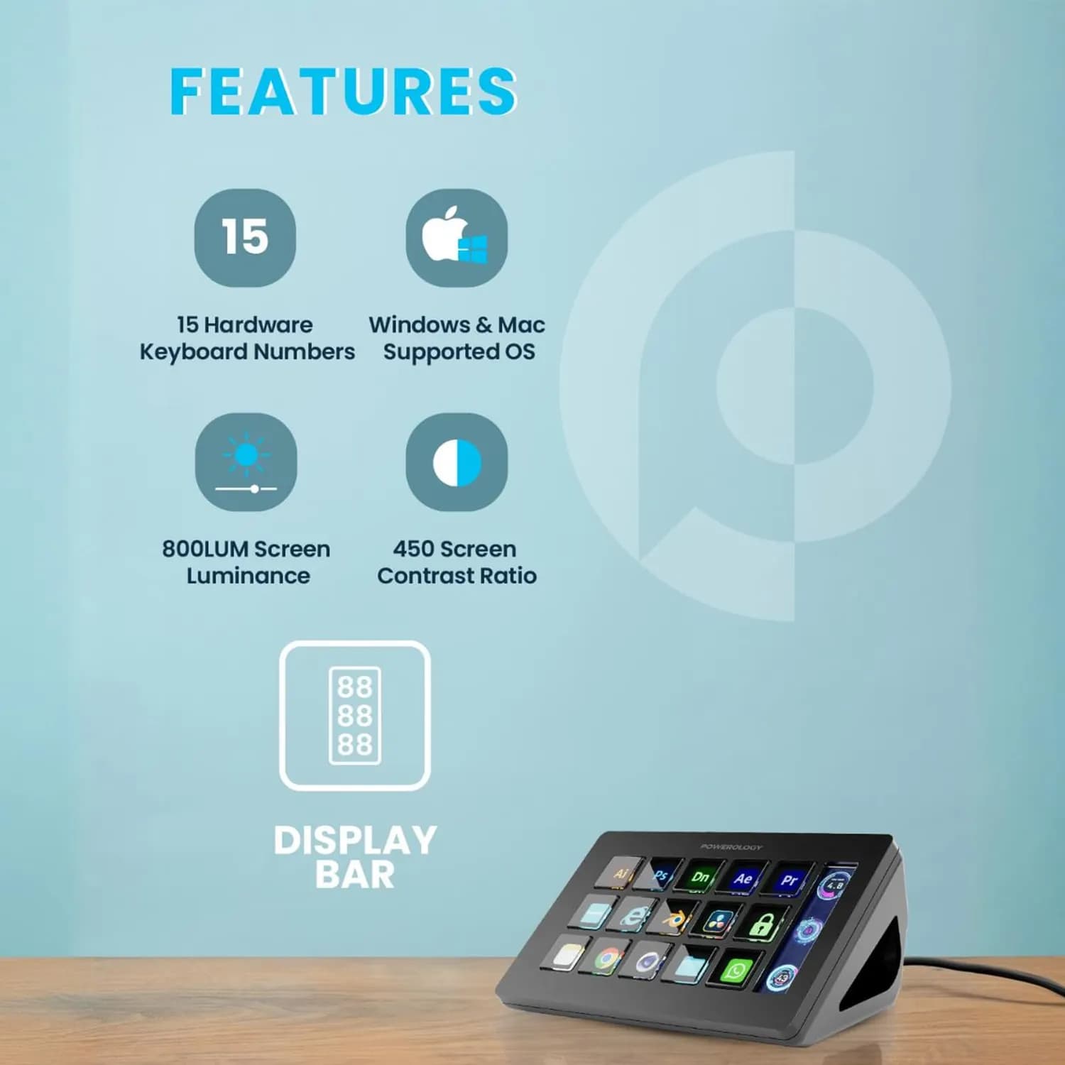 Powerology Stream Deck - Interactive Buttons, Black 3