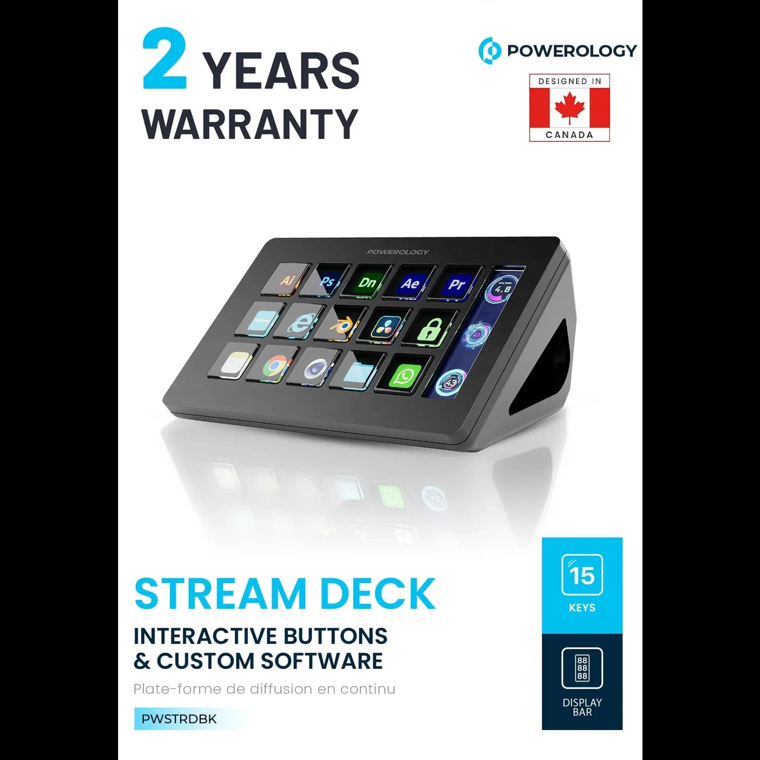 Powerology Stream Deck - Interactive Buttons, Black 5