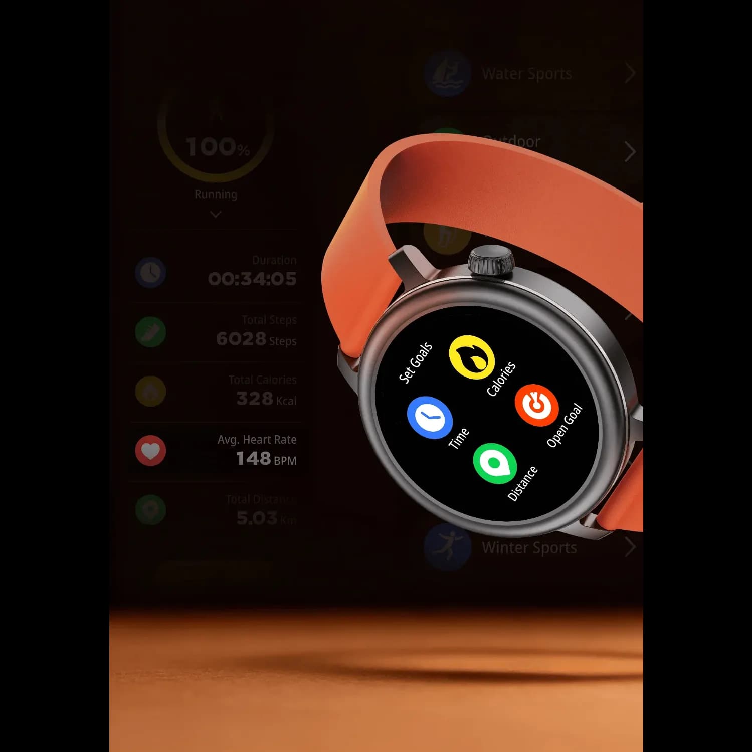 Powerology Smartwatch VeloFit - 1.32" AMOLED Display, Black 4